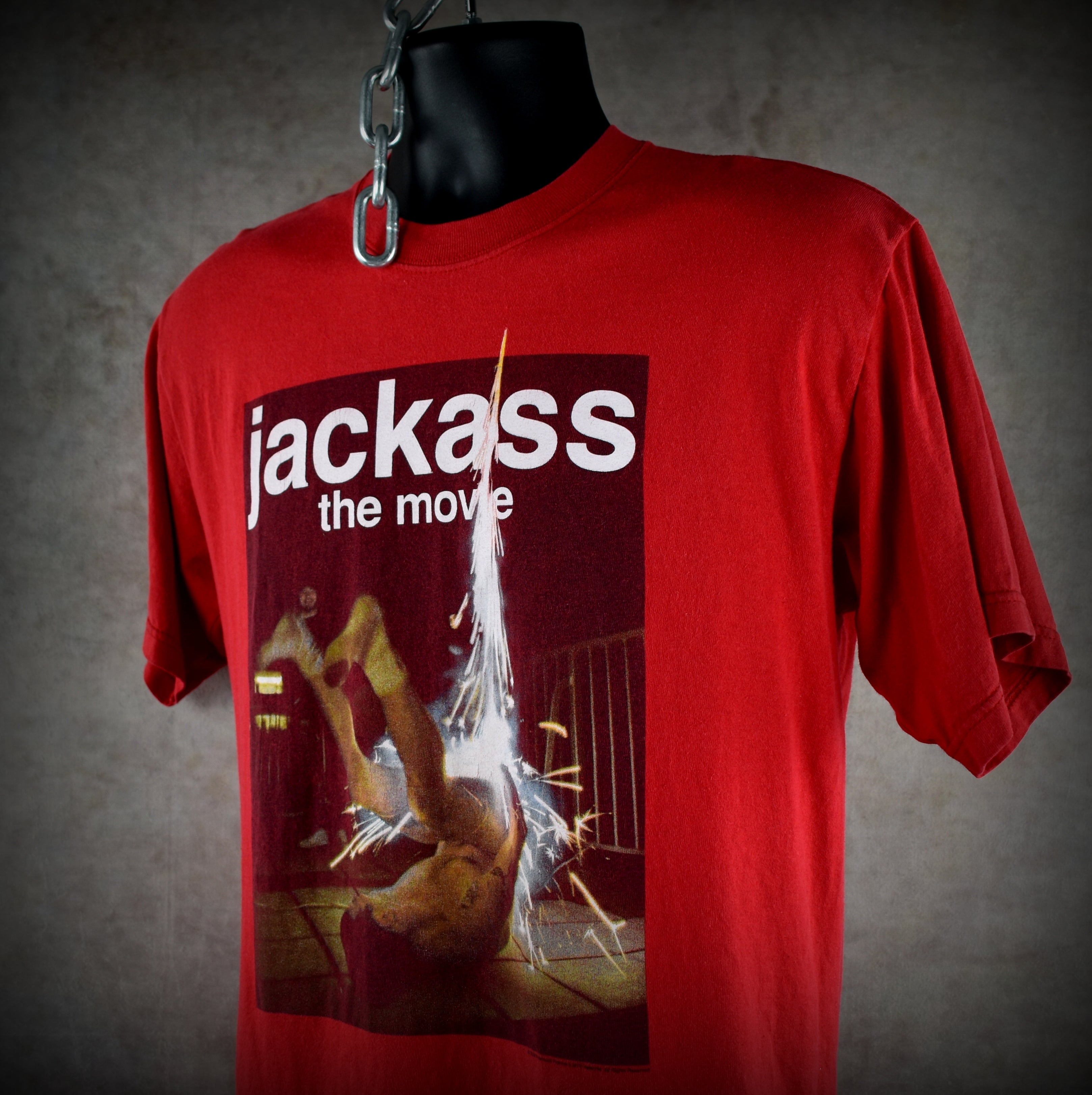 2002 jackass the movie vintage steve-o fire in the hole stunt iconic 00s movie promo t-shirt