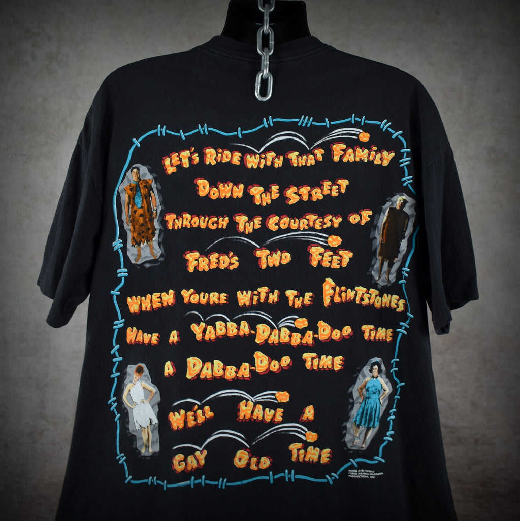 1994 the flintstones vintage cult classic 90s john goodman + rick moranis movie promo t-shirt