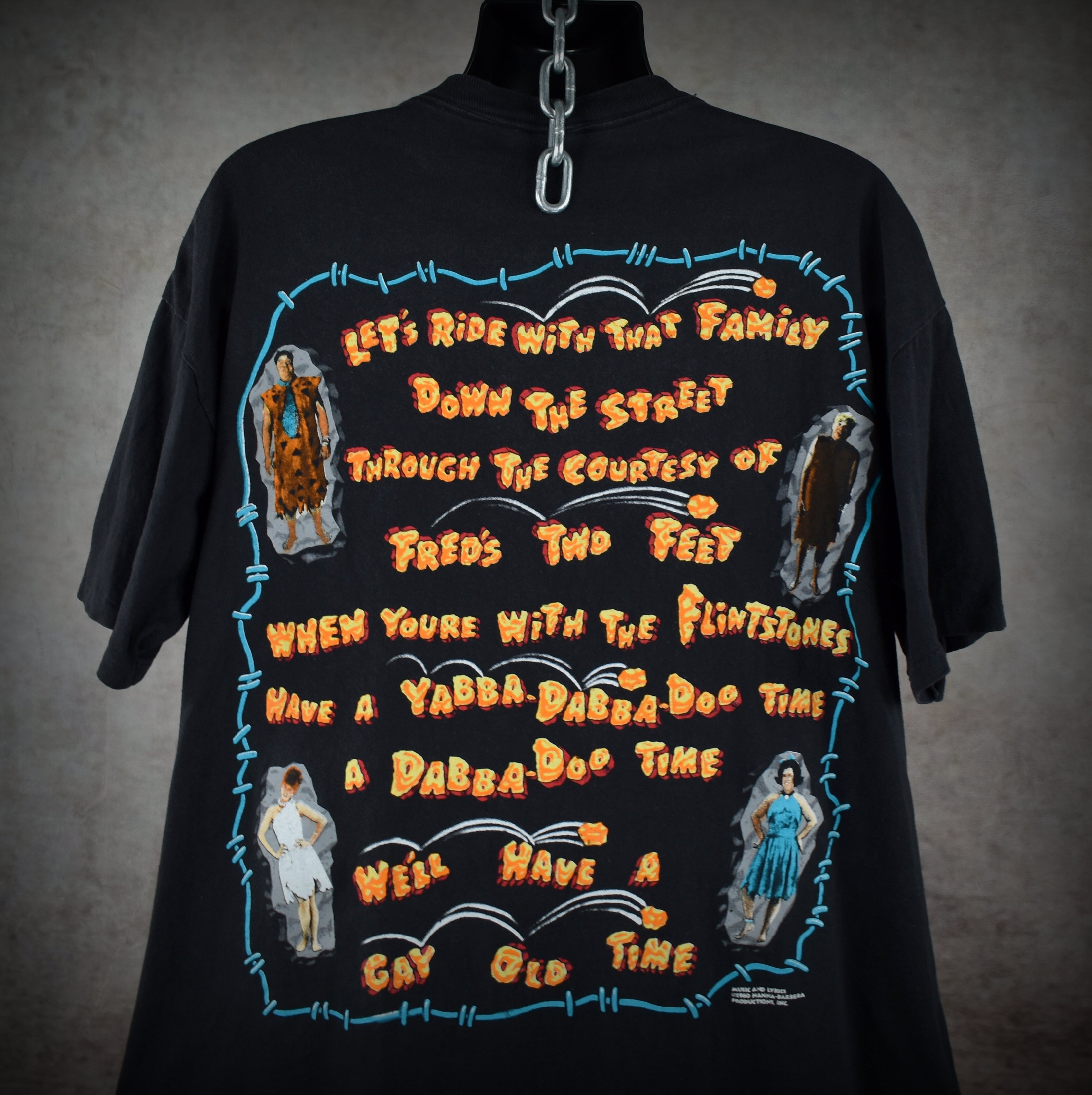 1994 the flintstones vintage cult classic 90s john goodman + rick moranis movie promo t-shirt