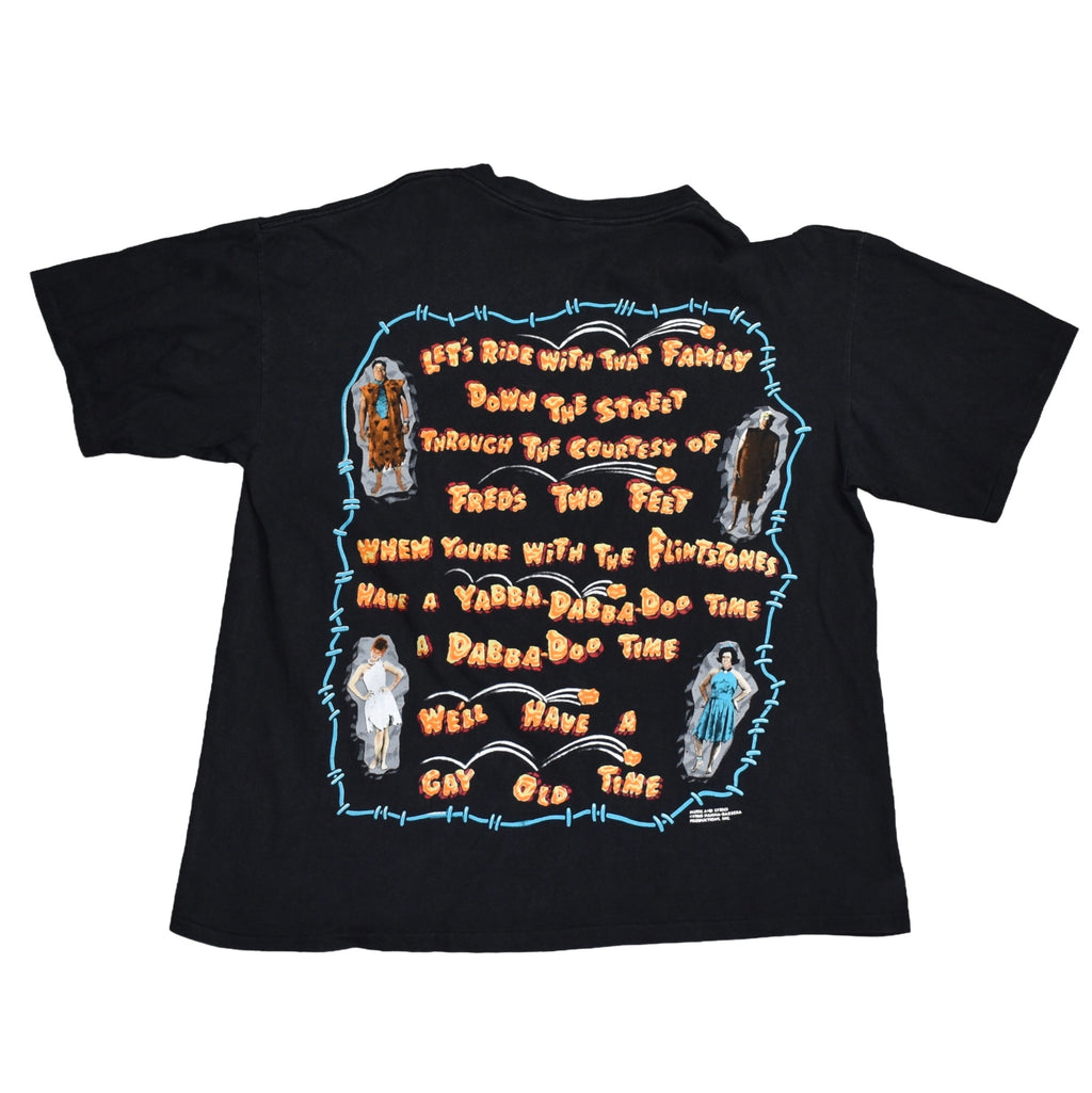 1994 the flintstones vintage cult classic 90s john goodman + rick moranis movie promo t-shirt