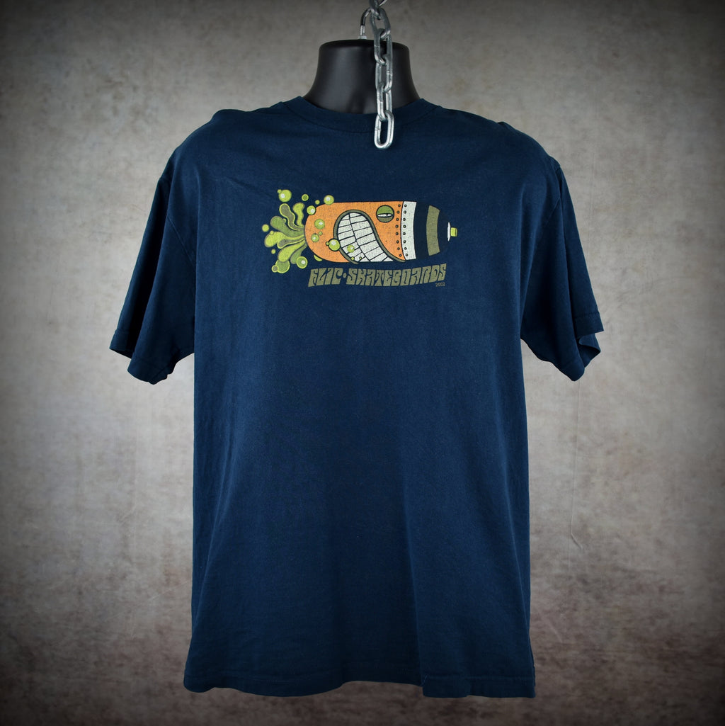 2002 flip skateboards vintage y2k rune glifberg buzz bomb skate deck design promo t-shirt