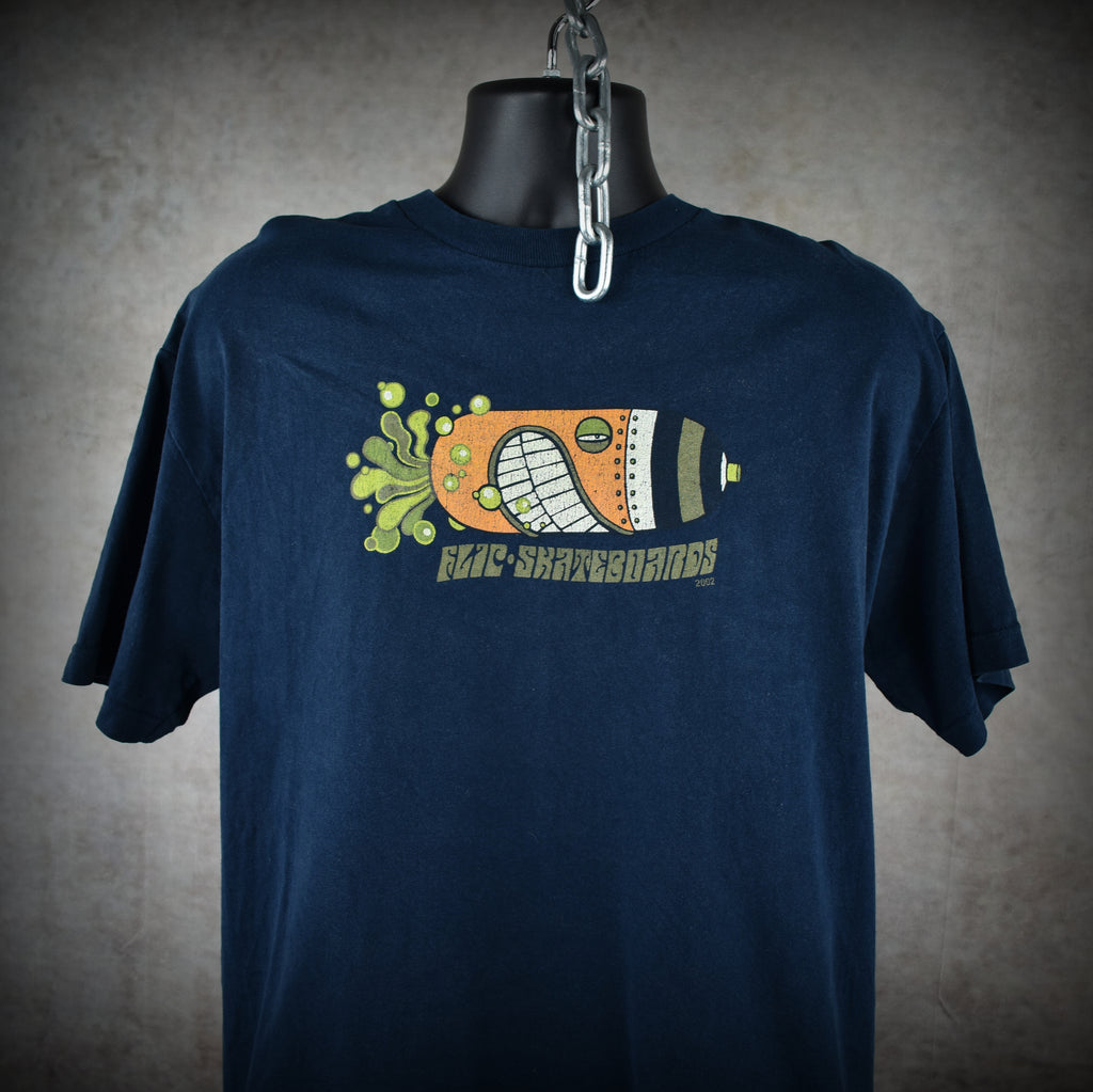 2002 flip skateboards vintage y2k rune glifberg buzz bomb skate deck design promo t-shirt