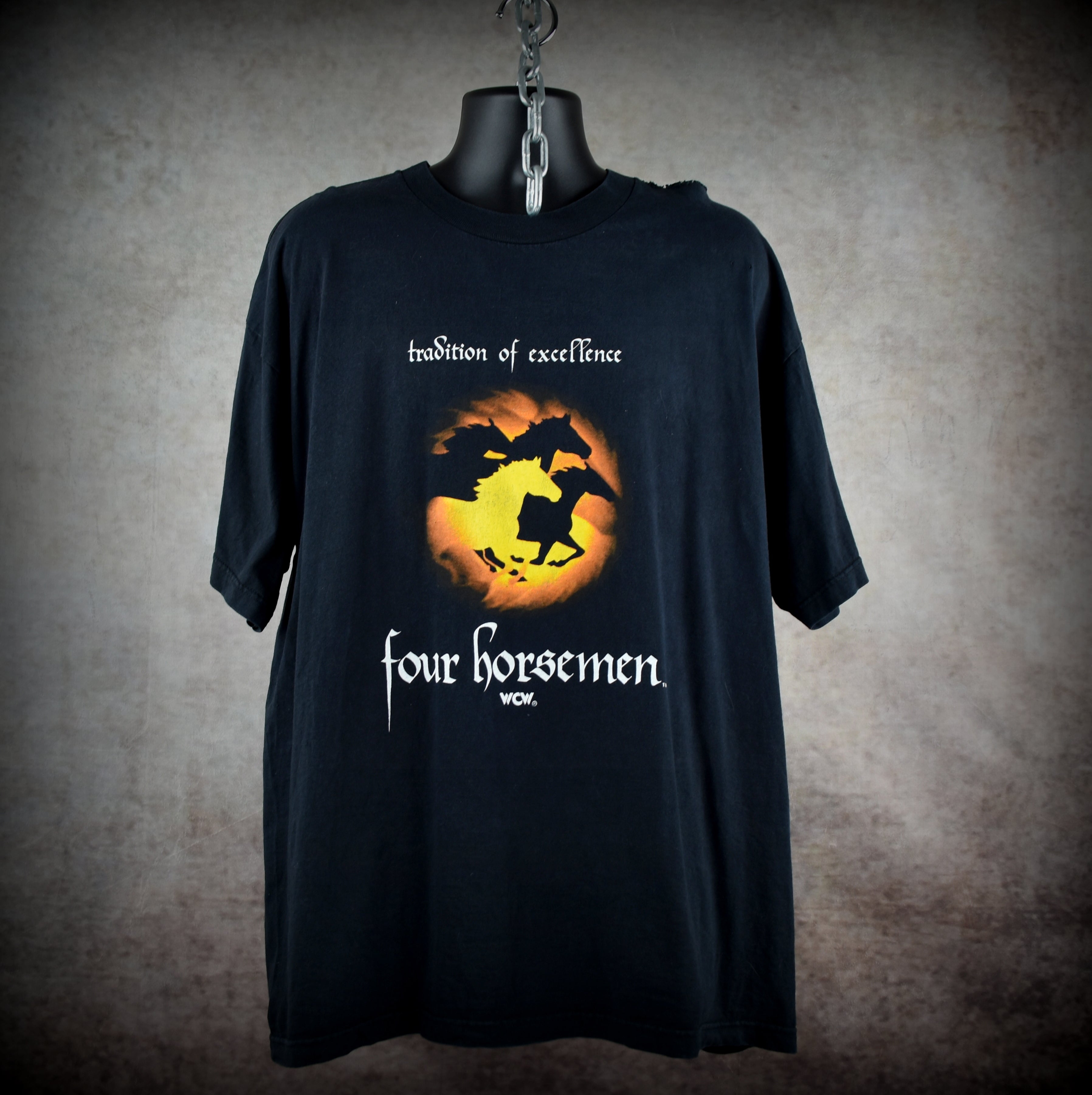 1990s four horsemen vintage ric flair + chris benoit + dean malenko + arn anderson era wcw promo t-shirt