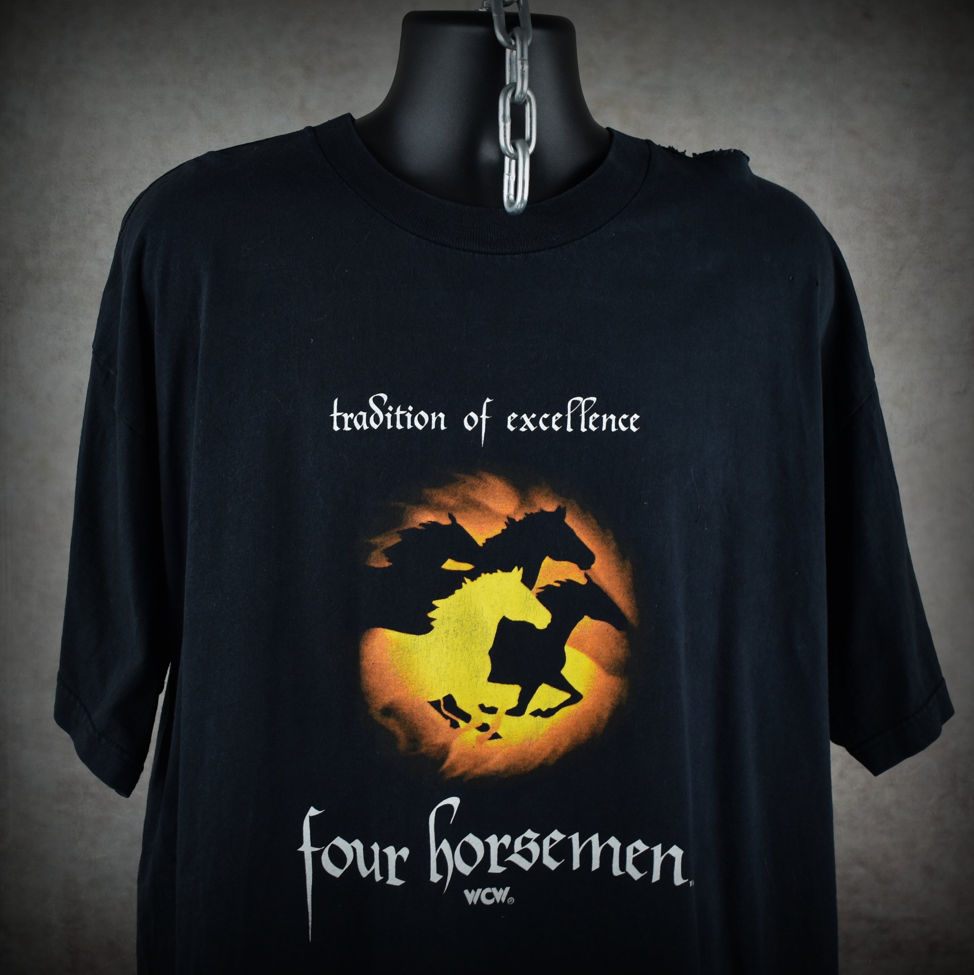 1990s four horsemen vintage ric flair + chris benoit + dean malenko + arn anderson era wcw promo t-shirt