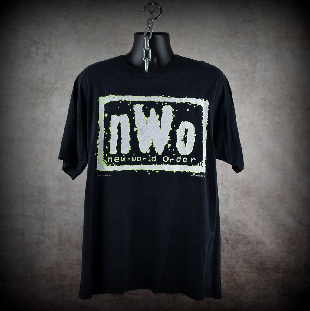 1998 new world order vintage glow in the dark 90s wcw / nwo wrestling promo t-shirt