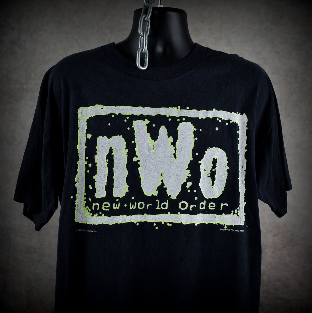 1998 new world order vintage glow in the dark 90s wcw / nwo wrestling promo t-shirt