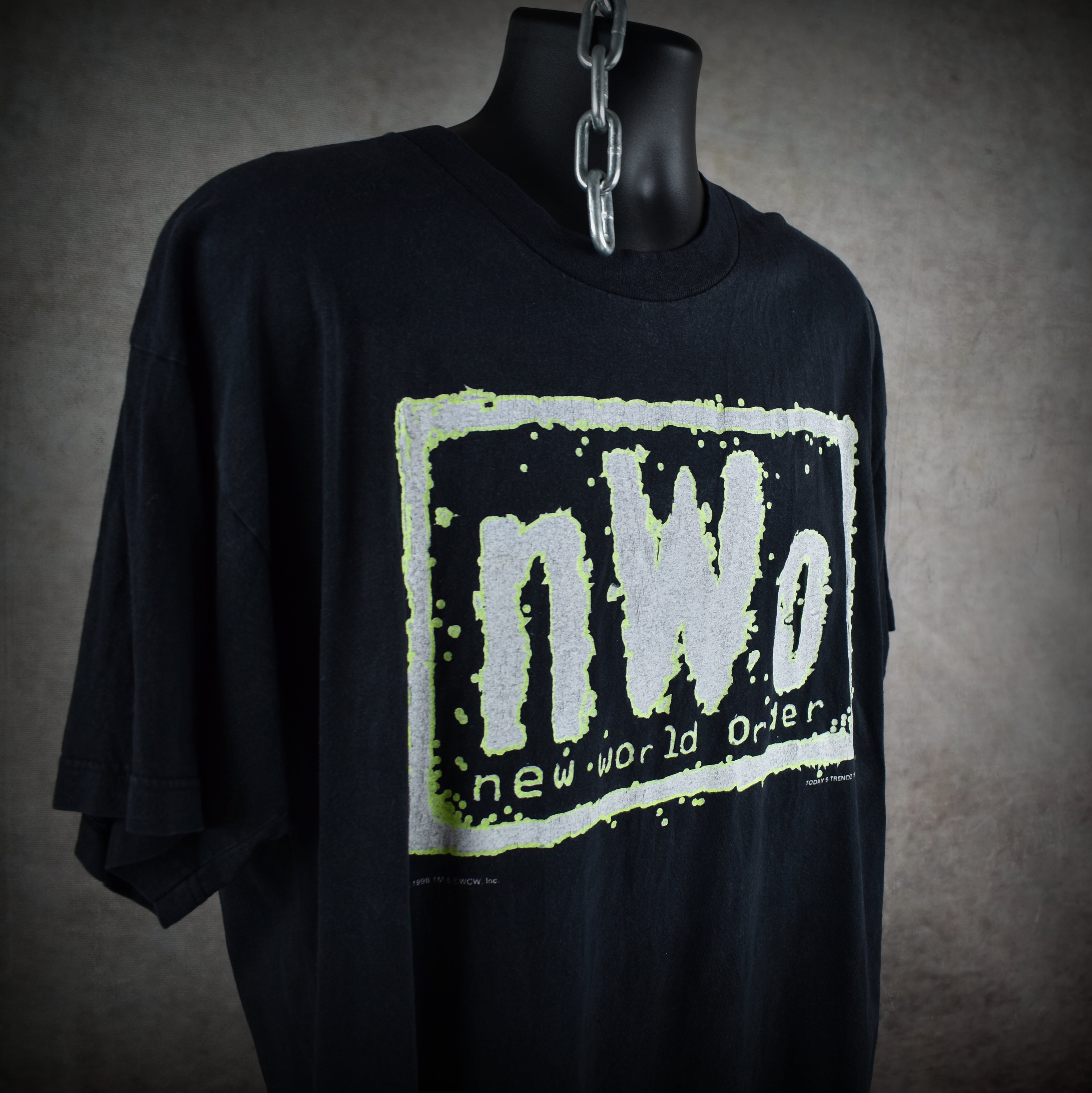 1998 new world order vintage glow in the dark 90s wcw / nwo wrestling promo t-shirt