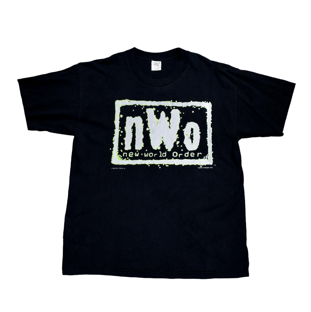 1998 new world order vintage glow in the dark 90s wcw / nwo wrestling promo t-shirt