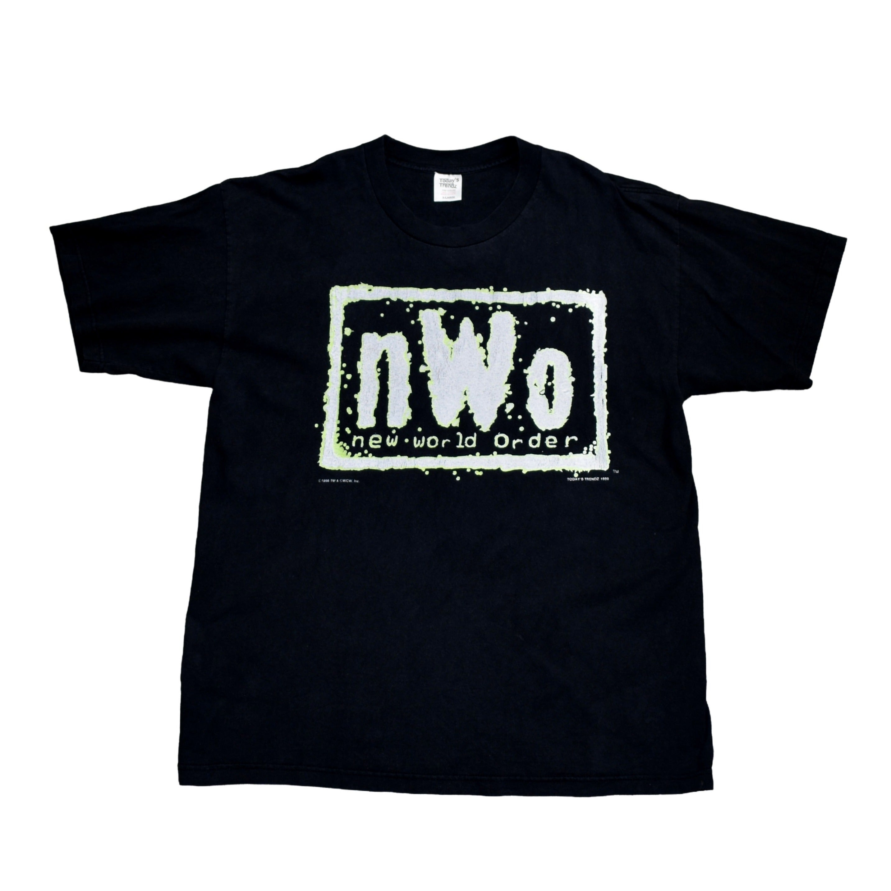 1998 new world order vintage glow in the dark 90s wcw / nwo wrestling promo t-shirt