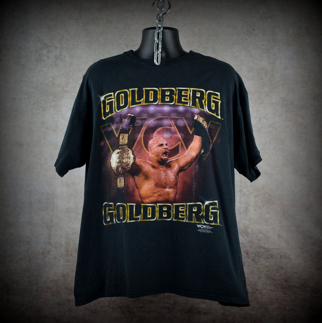 1998 goldberg vintage goldberg vs. hollywood hogan title win 90s wcw pop culture icon promo t-shirt