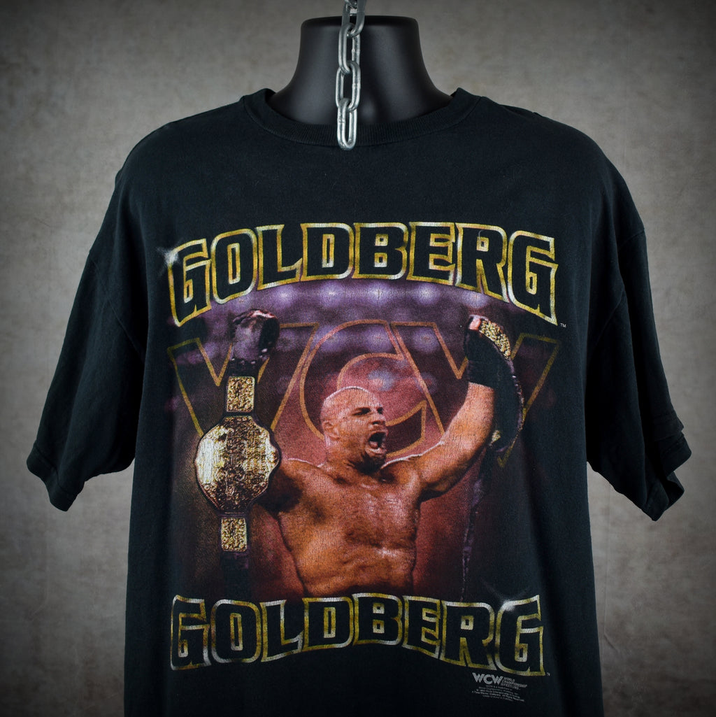 1998 goldberg vintage goldberg vs. hollywood hogan title win 90s wcw pop culture icon promo t-shirt