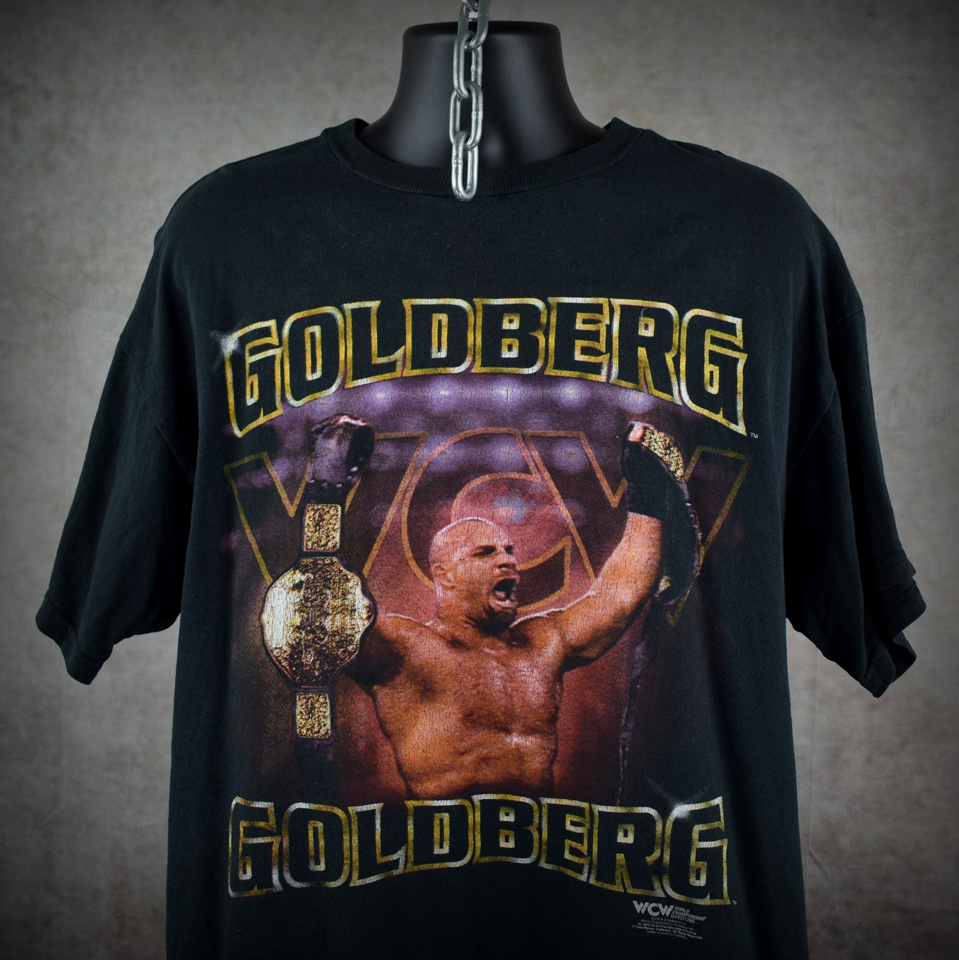 1998 goldberg vintage goldberg vs. hollywood hogan title win 90s wcw pop culture icon promo t-shirt