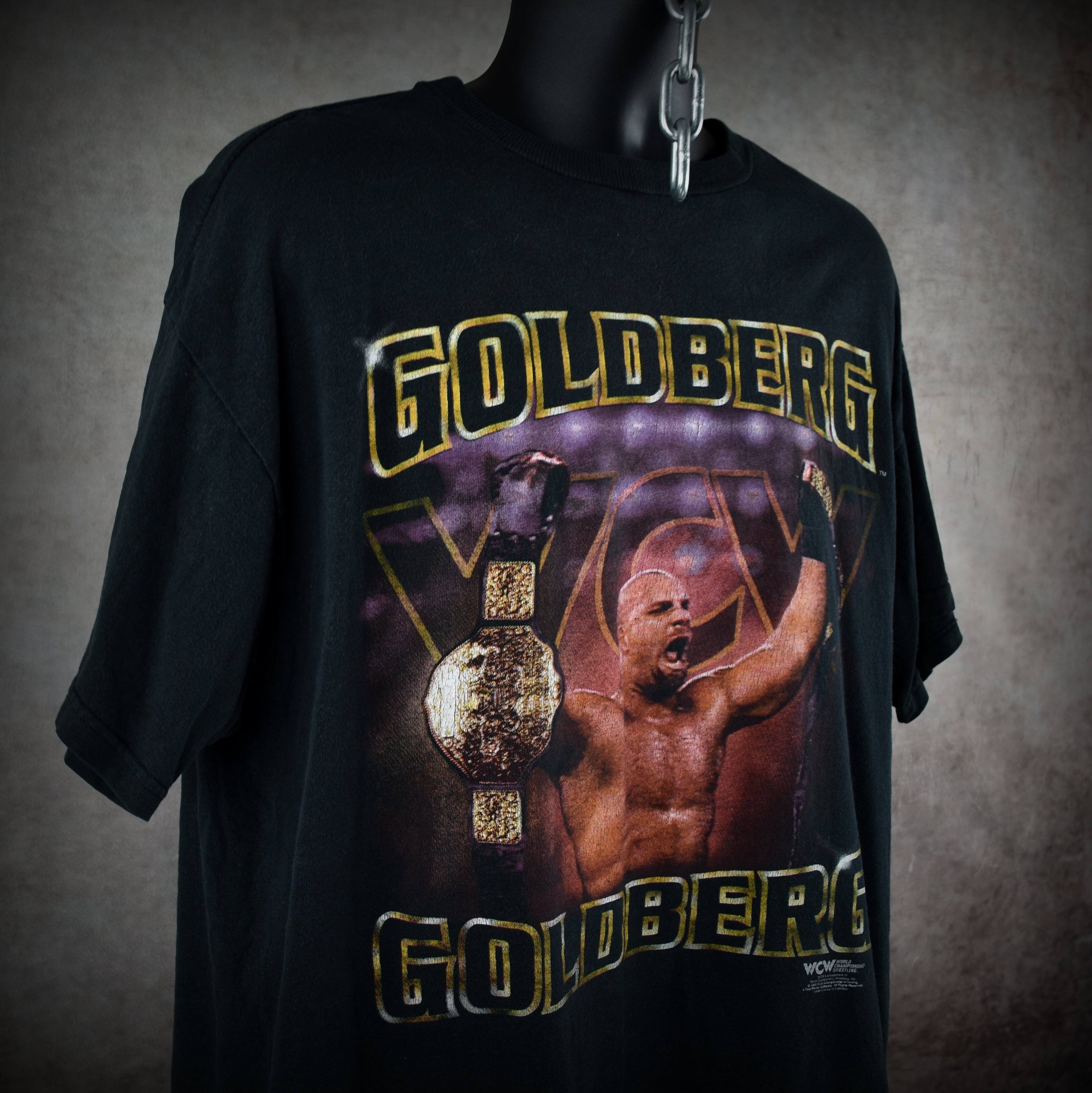 1998 goldberg vintage goldberg vs. hollywood hogan title win 90s wcw pop culture icon promo t-shirt
