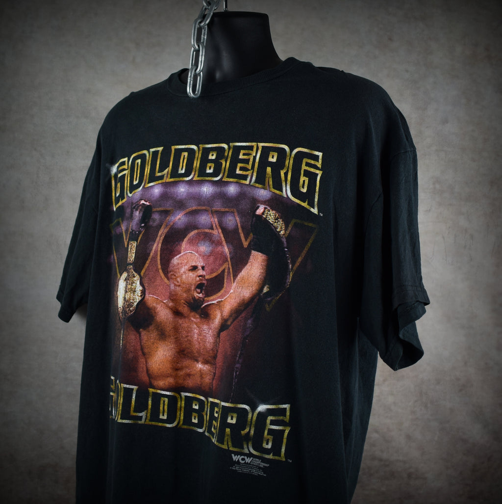 1998 goldberg vintage goldberg vs. hollywood hogan title win 90s wcw pop culture icon promo t-shirt