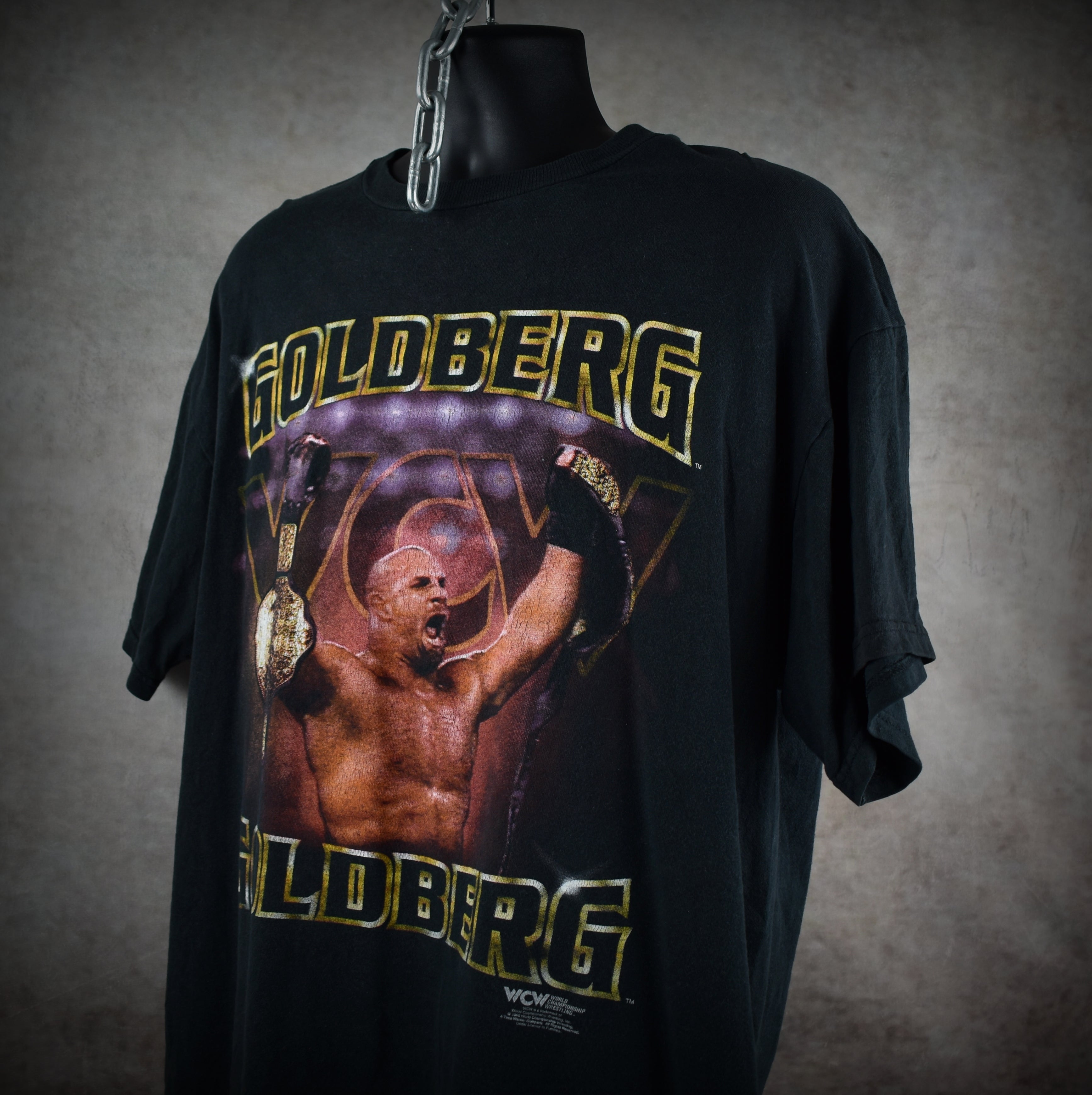 1998 goldberg vintage goldberg vs. hollywood hogan title win 90s wcw pop culture icon promo t-shirt