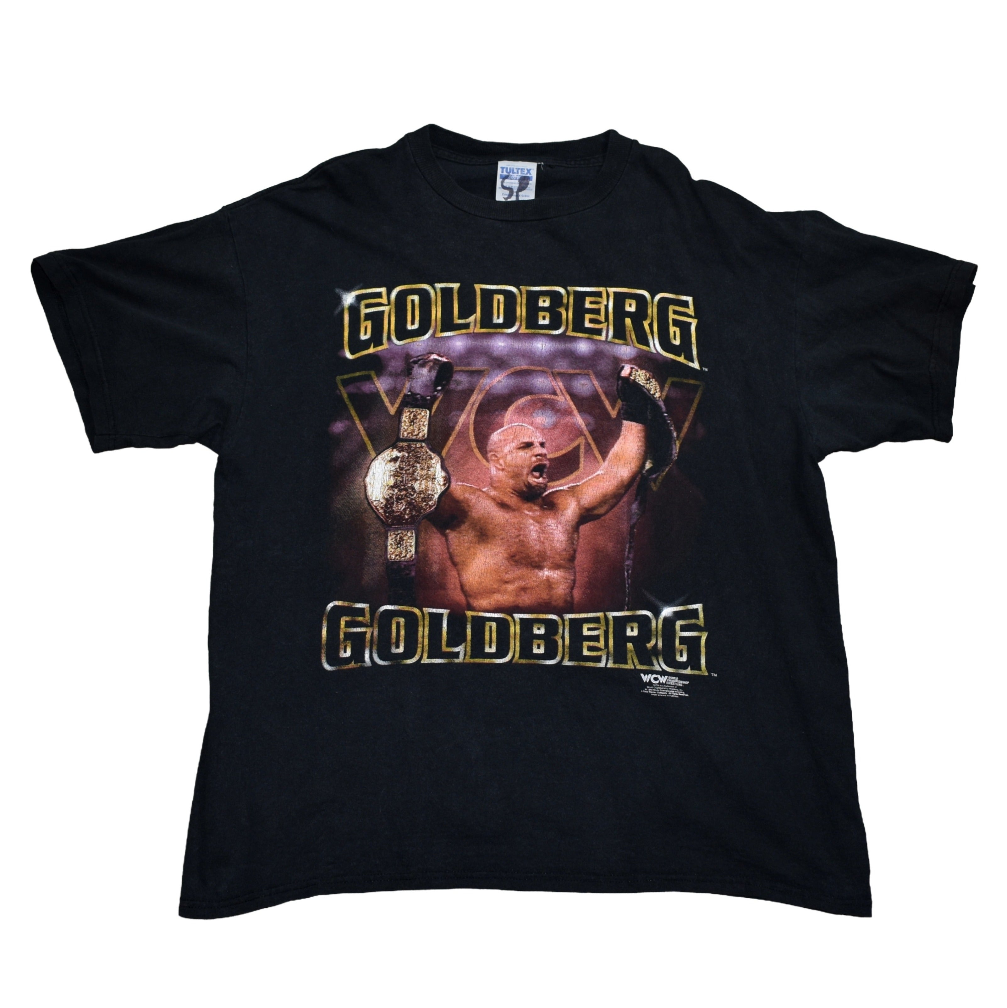 1998 goldberg vintage goldberg vs. hollywood hogan title win 90s wcw pop culture icon promo t-shirt