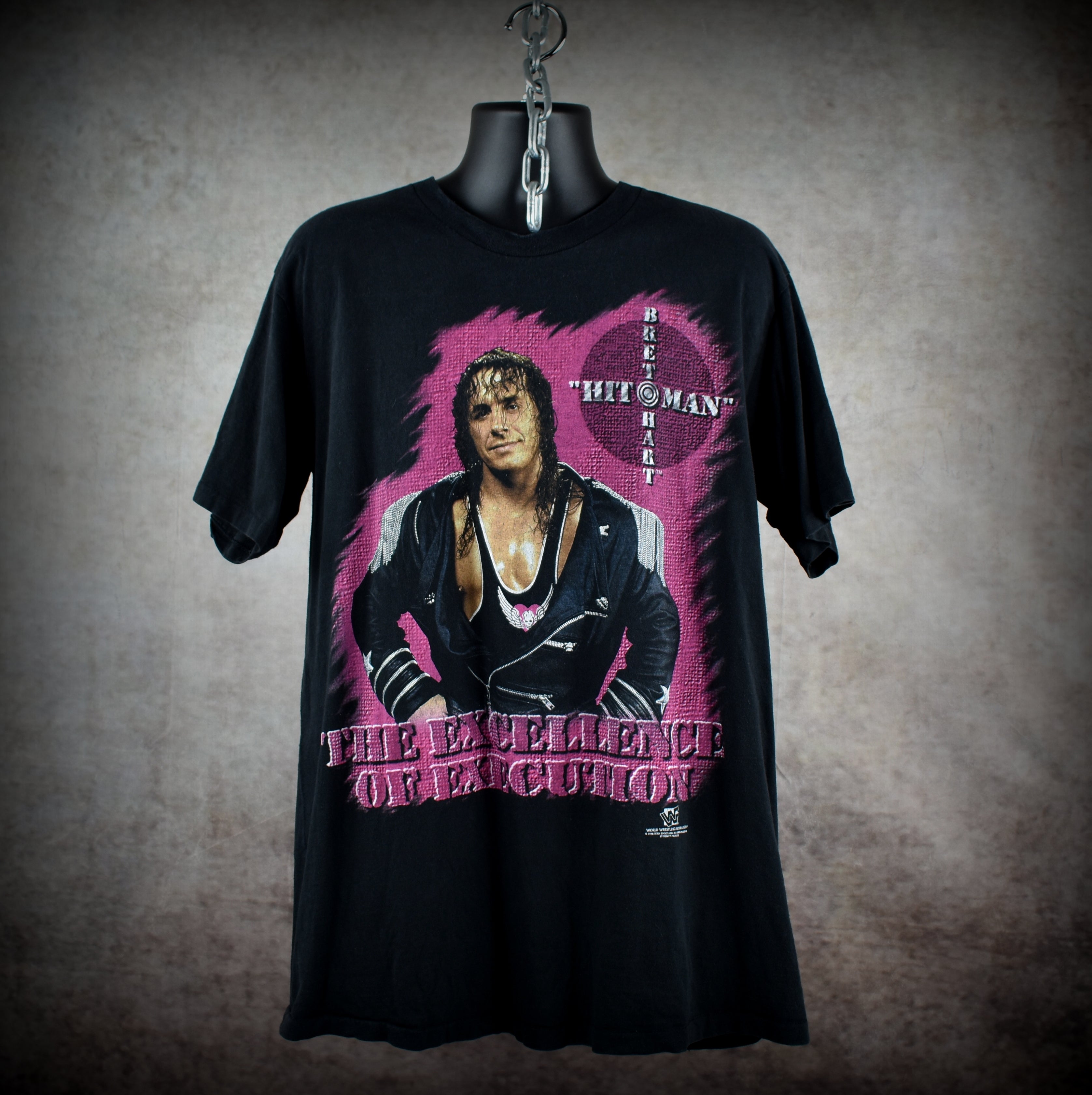 1996 bret the hitman hart vintage the excellence of execution 90s wwf wrestling icon promo t-shirt