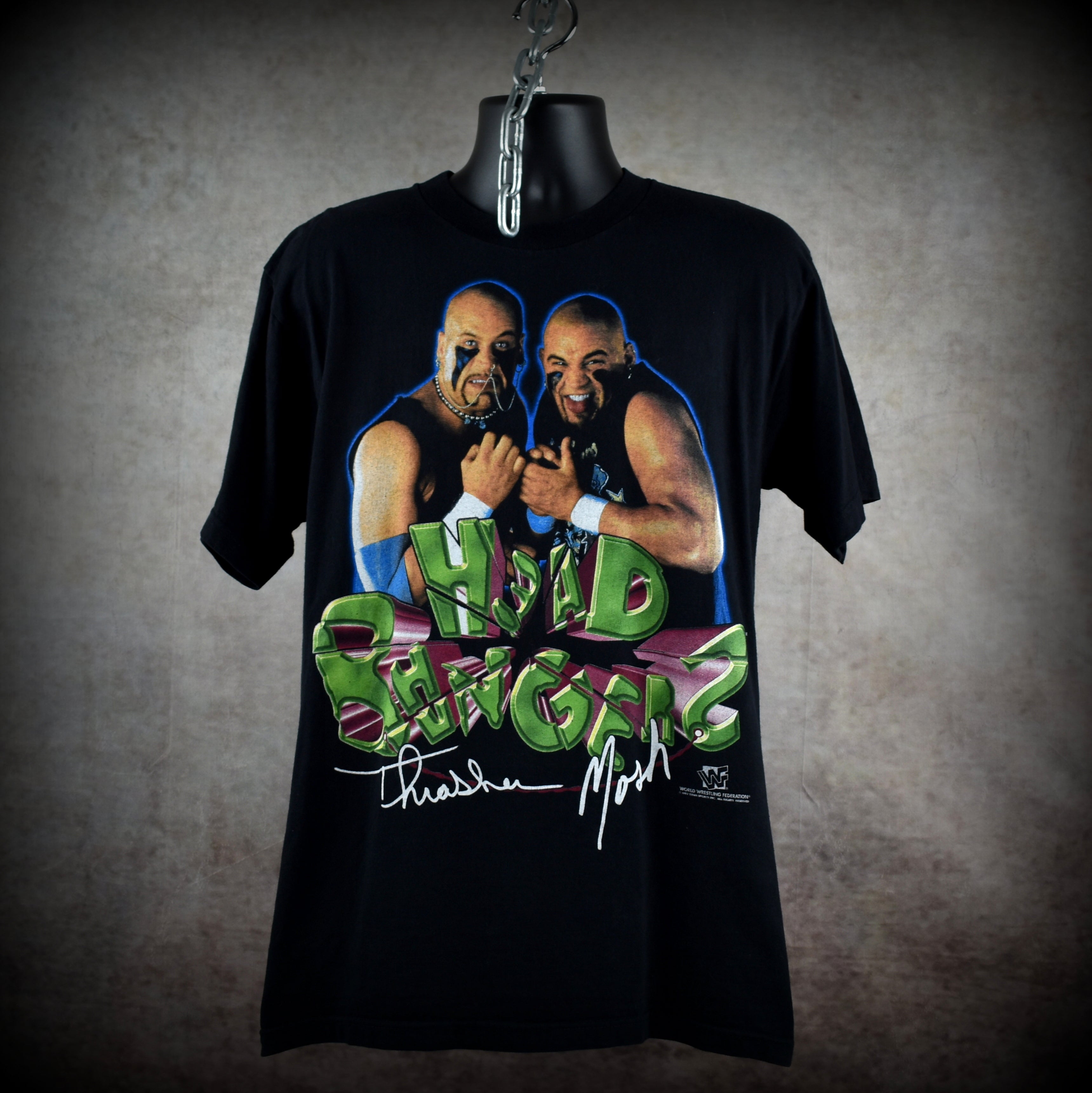 1997 the headbangers vintage thrasher + mosh 90s wwf tag team wrestling promo t-shirt