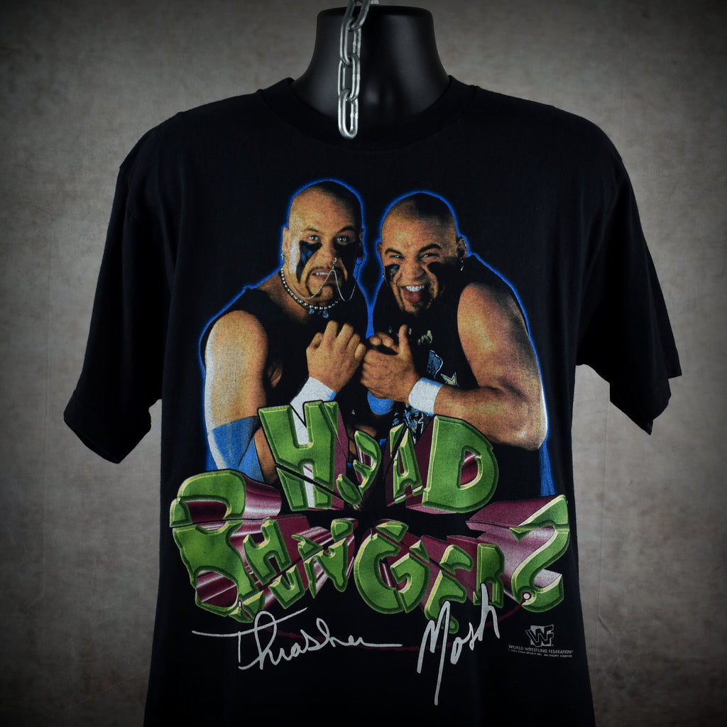 1997 the headbangers vintage thrasher + mosh 90s wwf tag team wrestling promo t-shirt