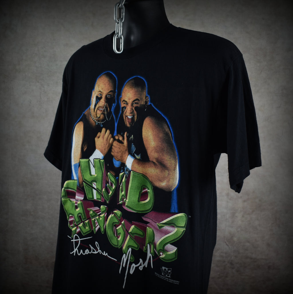 1997 the headbangers vintage thrasher + mosh 90s wwf tag team wrestling promo t-shirt