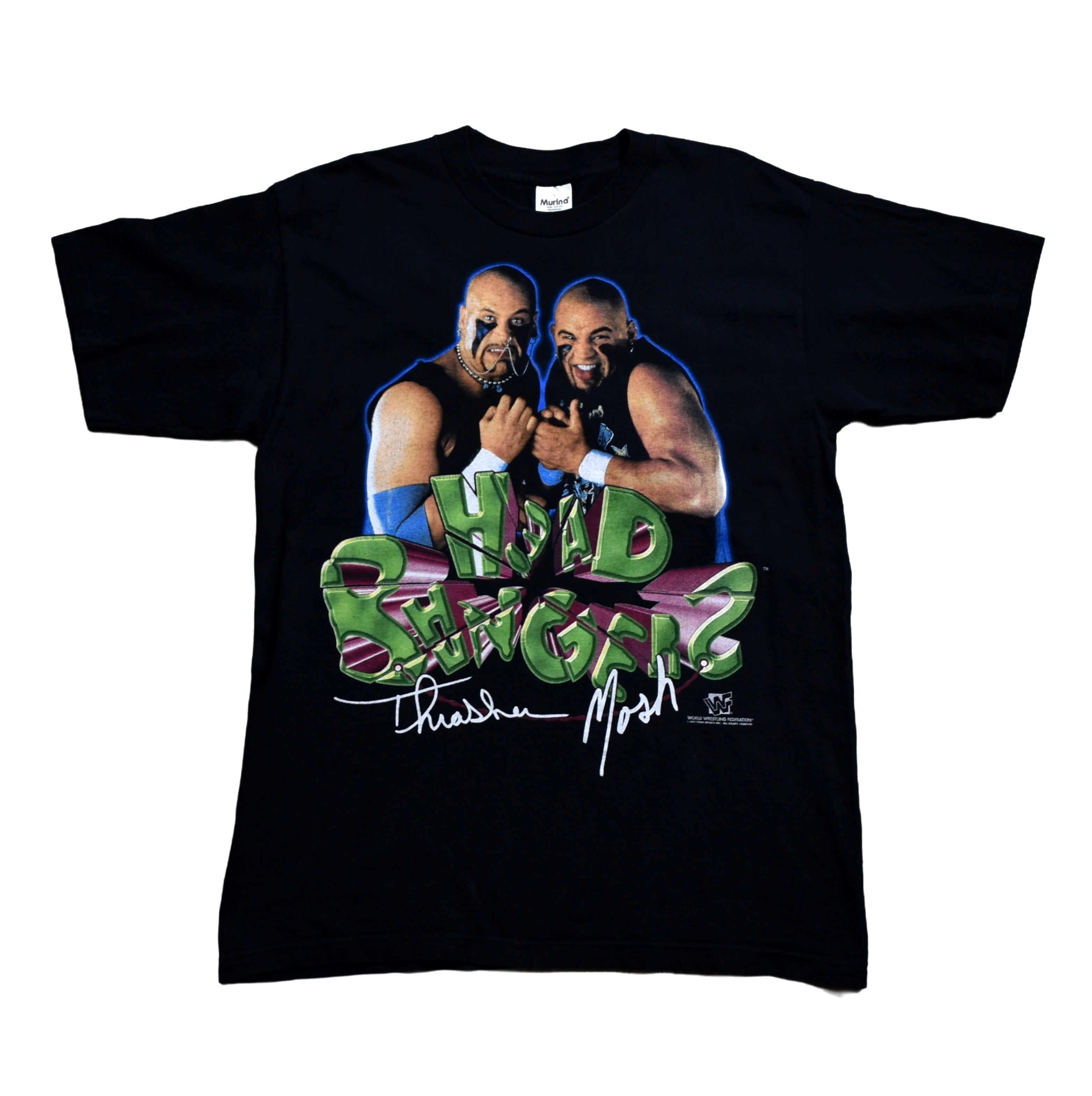 1997 the headbangers vintage thrasher + mosh 90s wwf tag team wrestling promo t-shirt