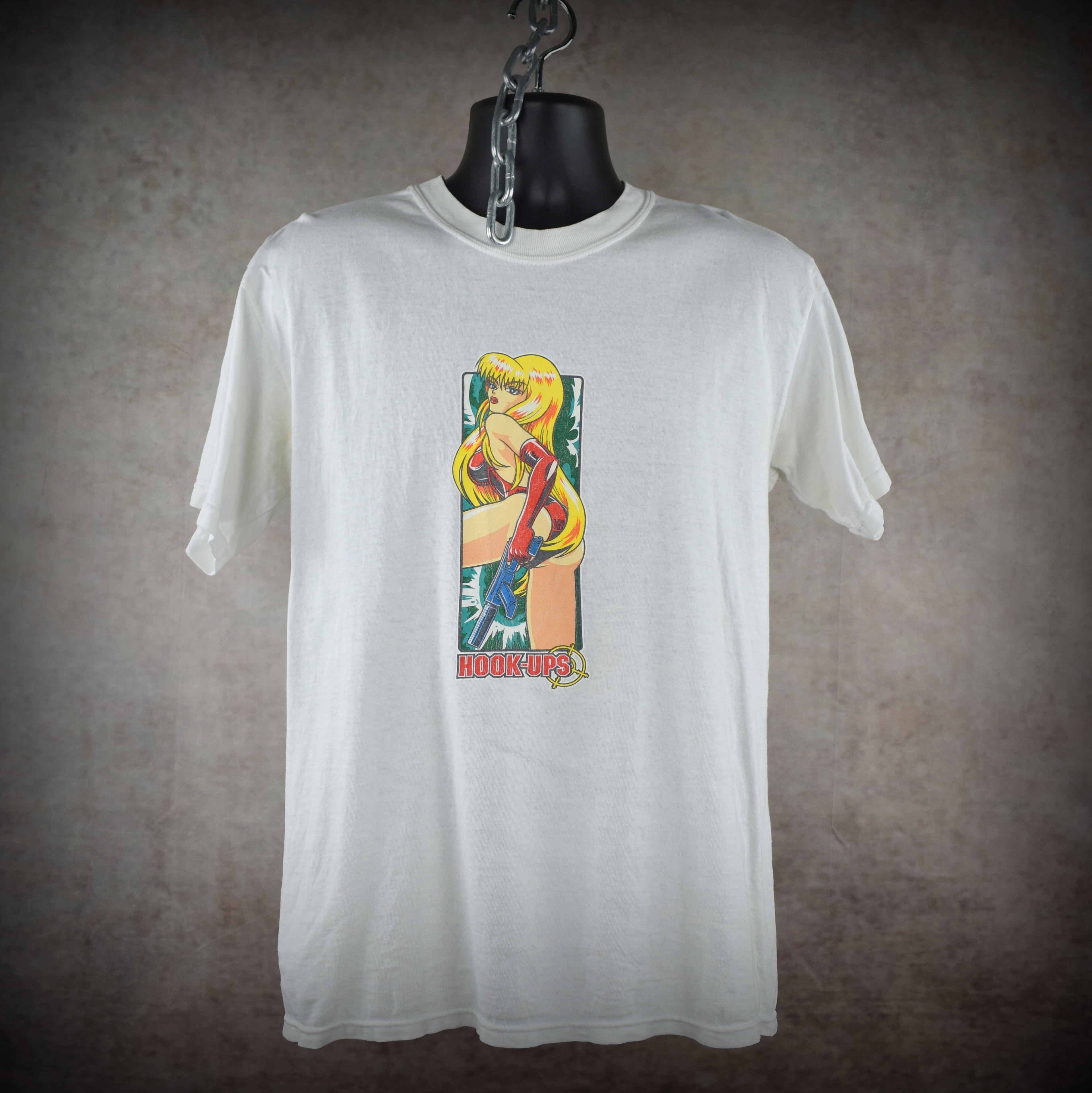 1996 hook-ups vintage secret agent 357 iconic 90s skateboard brand anime promo t-shirt