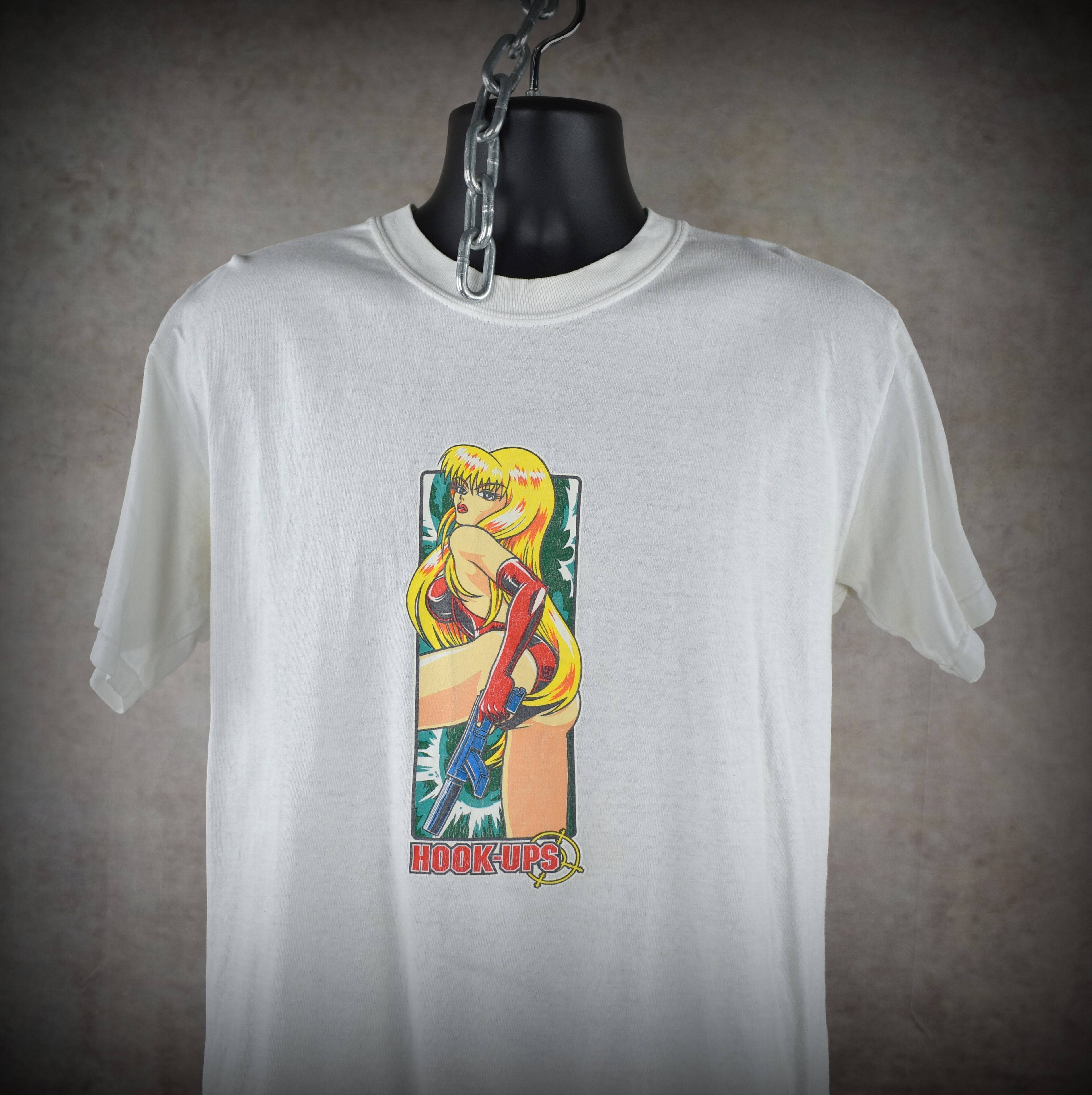 1996 hook-ups vintage secret agent 357 iconic 90s skateboard brand anime promo t-shirt
