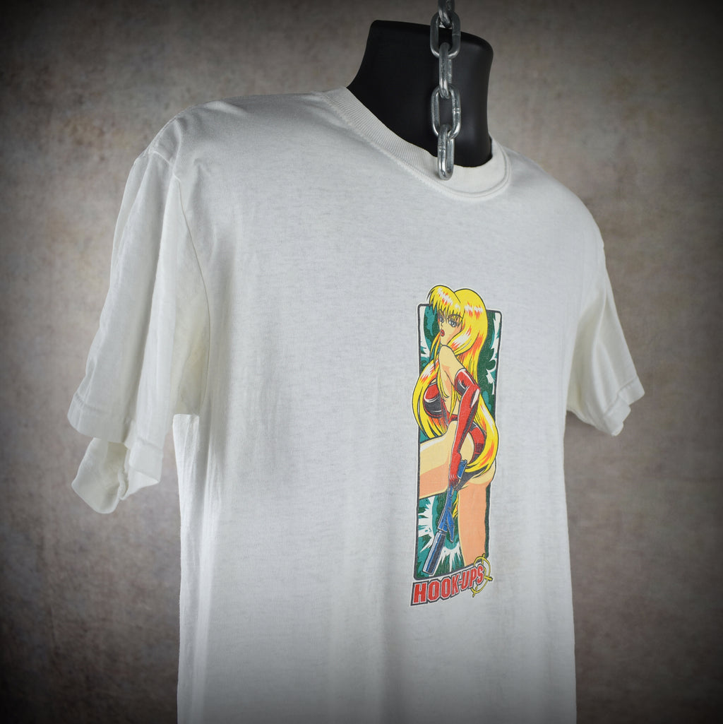 1996 hook-ups vintage secret agent 357 iconic 90s skateboard brand anime promo t-shirt