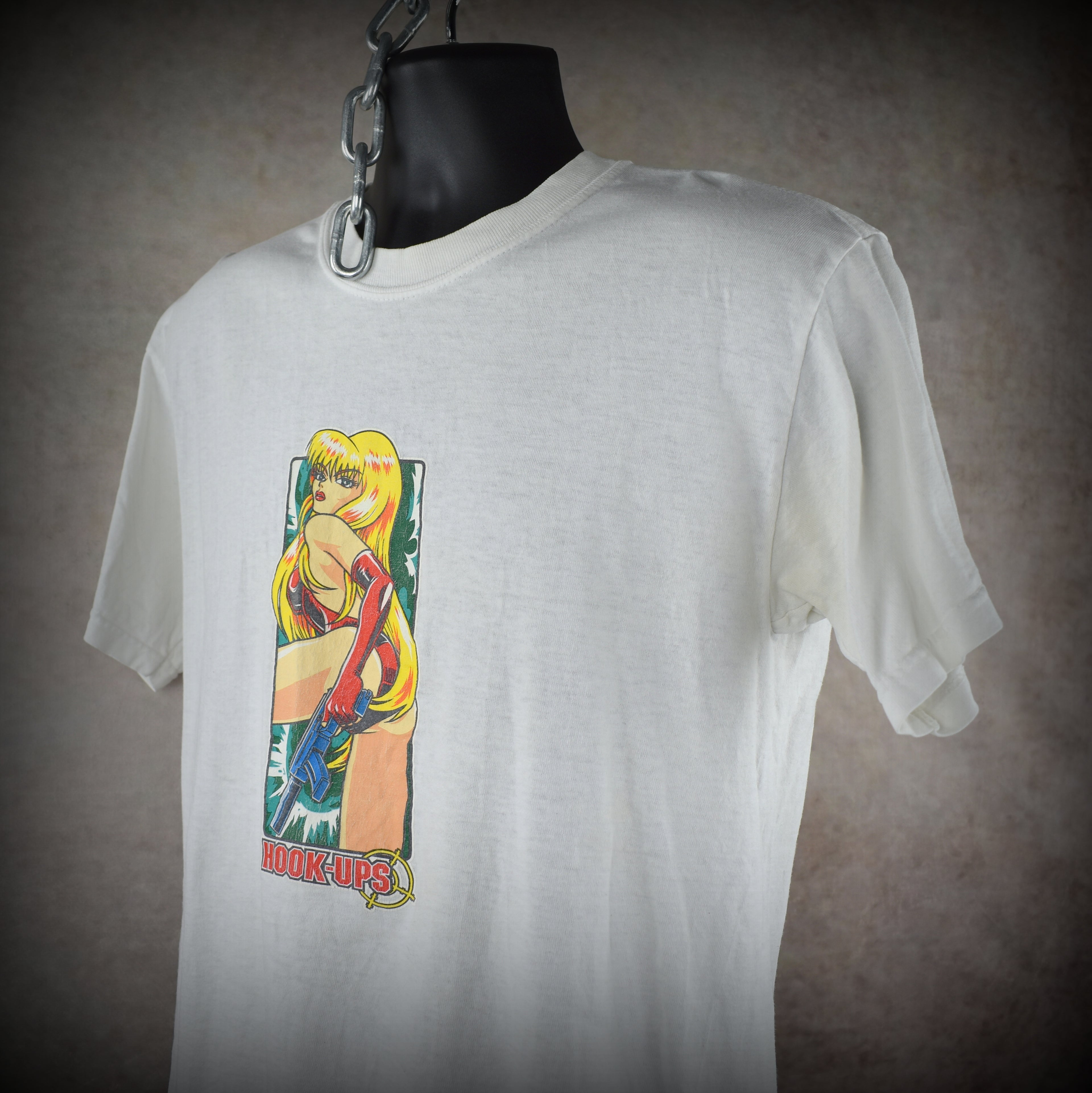 1996 hook-ups vintage secret agent 357 iconic 90s skateboard brand anime promo t-shirt