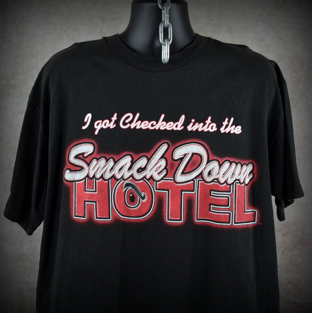 1999 the rock vintage smack down hotel on jabroni dr. 90s / 00s wwf superstar promo t-shirt