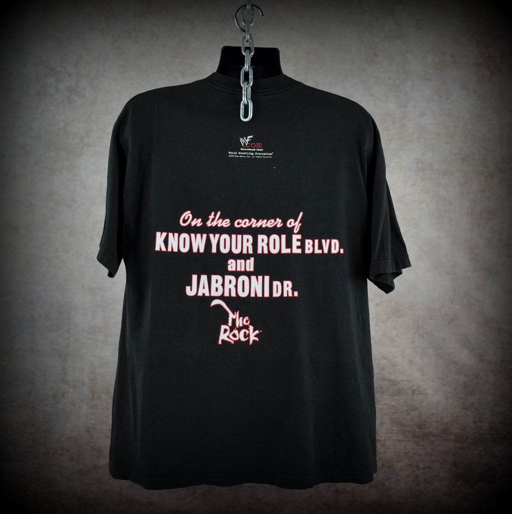1999 the rock vintage smack down hotel on jabroni dr. 90s / 00s wwf superstar promo t-shirt