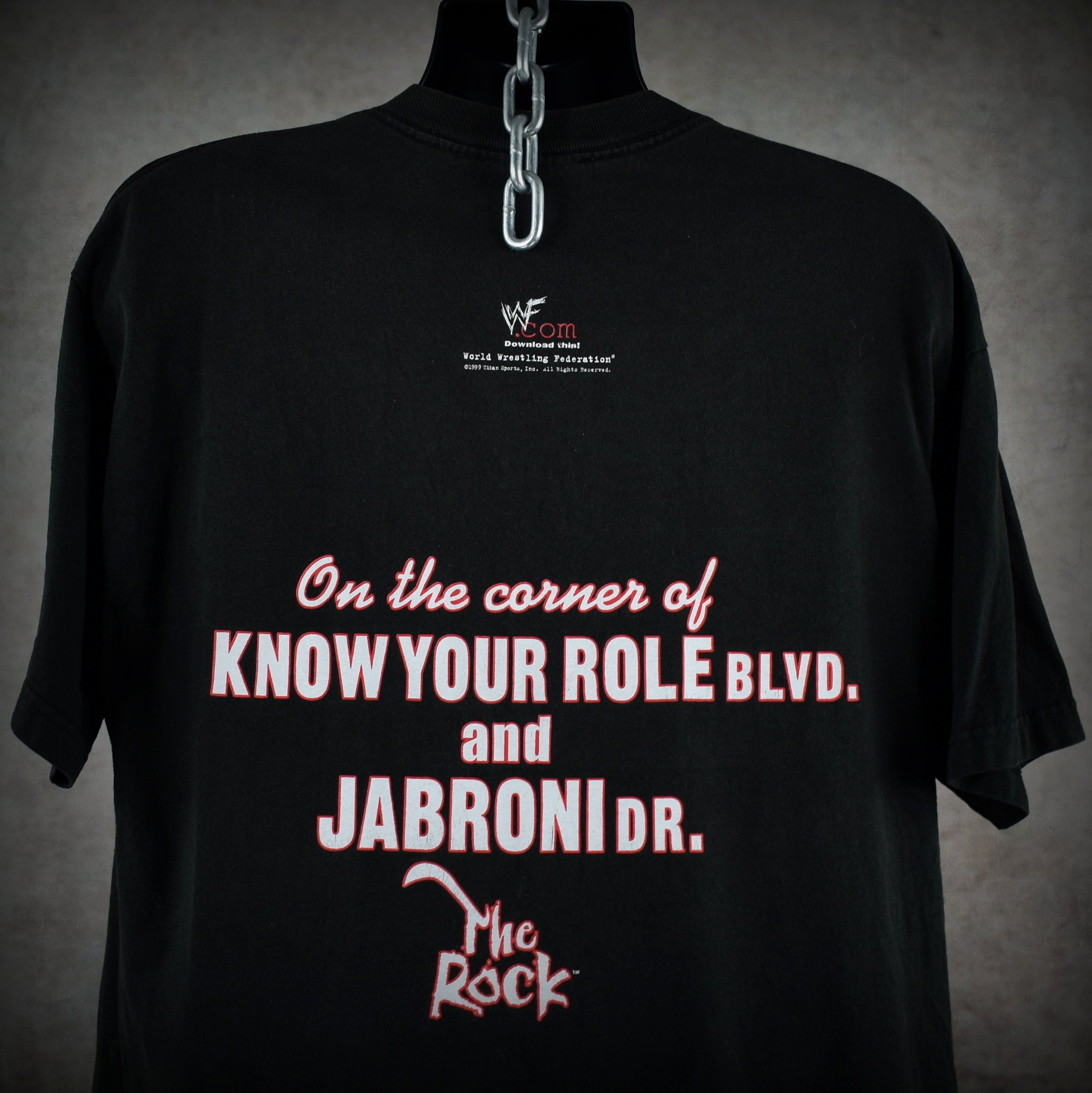 1999 the rock vintage smack down hotel on jabroni dr. 90s / 00s wwf superstar promo t-shirt