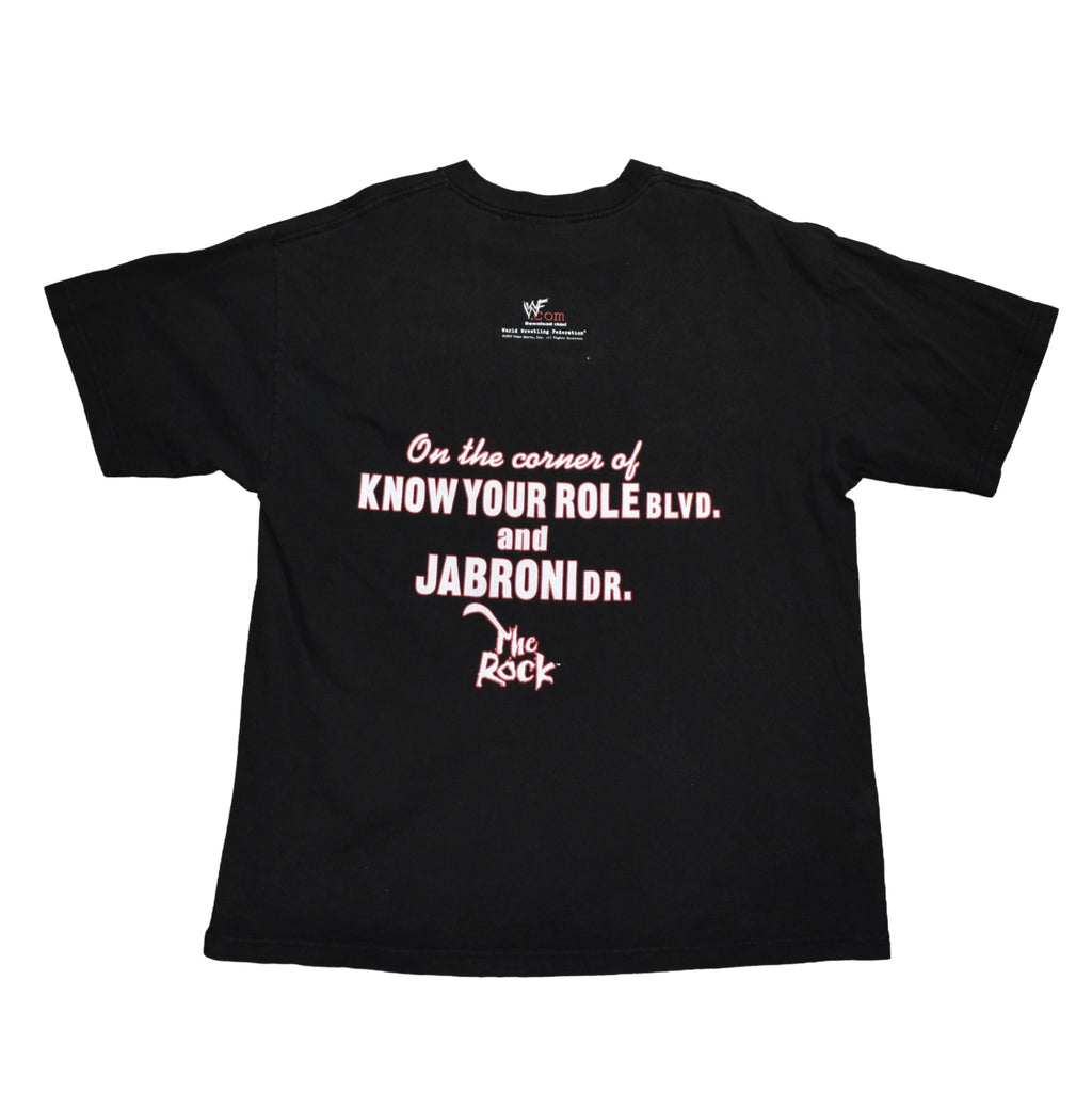 1999 the rock vintage smack down hotel on jabroni dr. 90s / 00s wwf superstar promo t-shirt