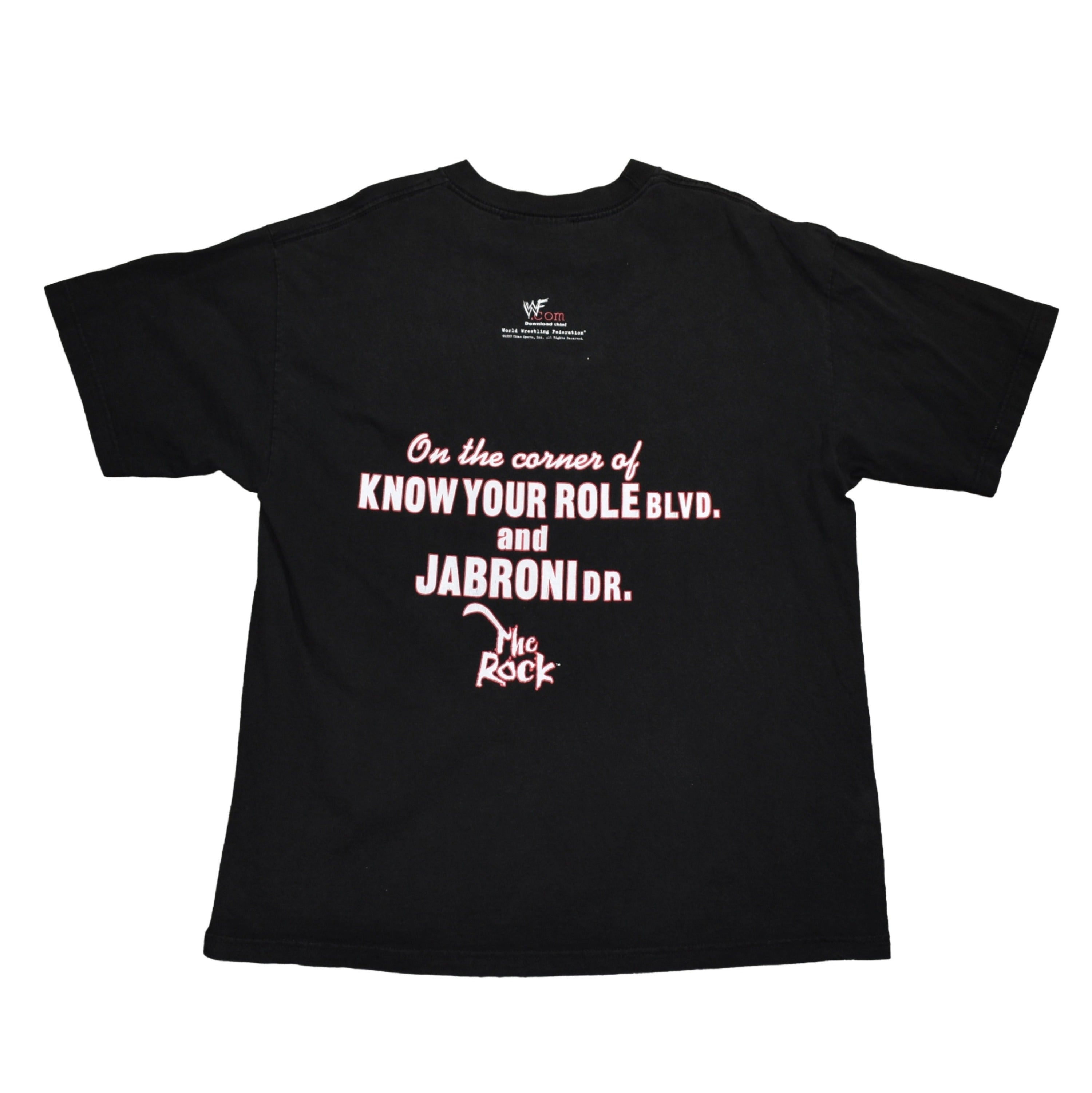 1999 the rock vintage smack down hotel on jabroni dr. 90s / 00s wwf superstar promo t-shirt