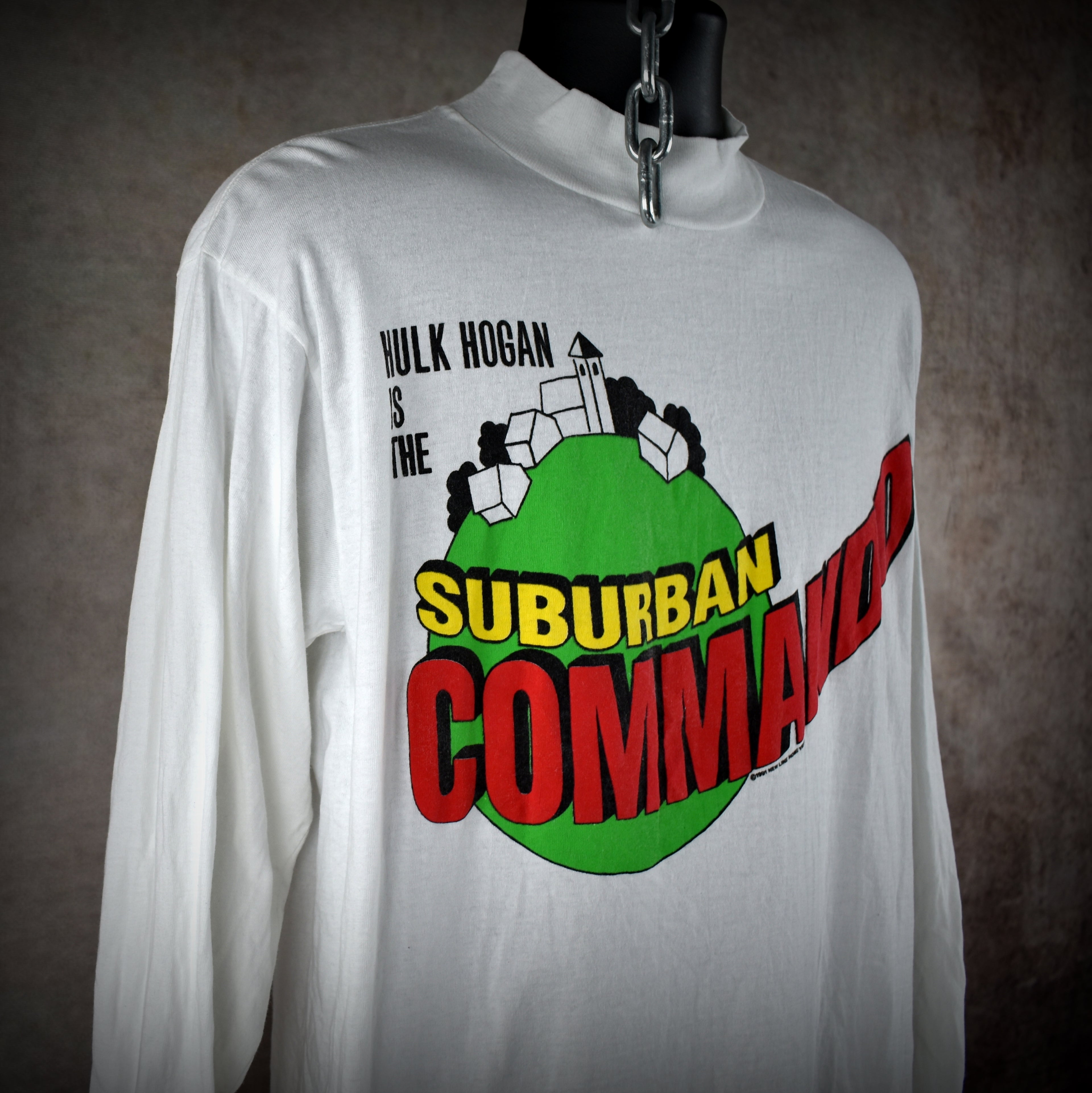 1991 suburban commando vintage hulk hogan + christopher lloyd cult classic 90s long sleeve movie promo t-shirt