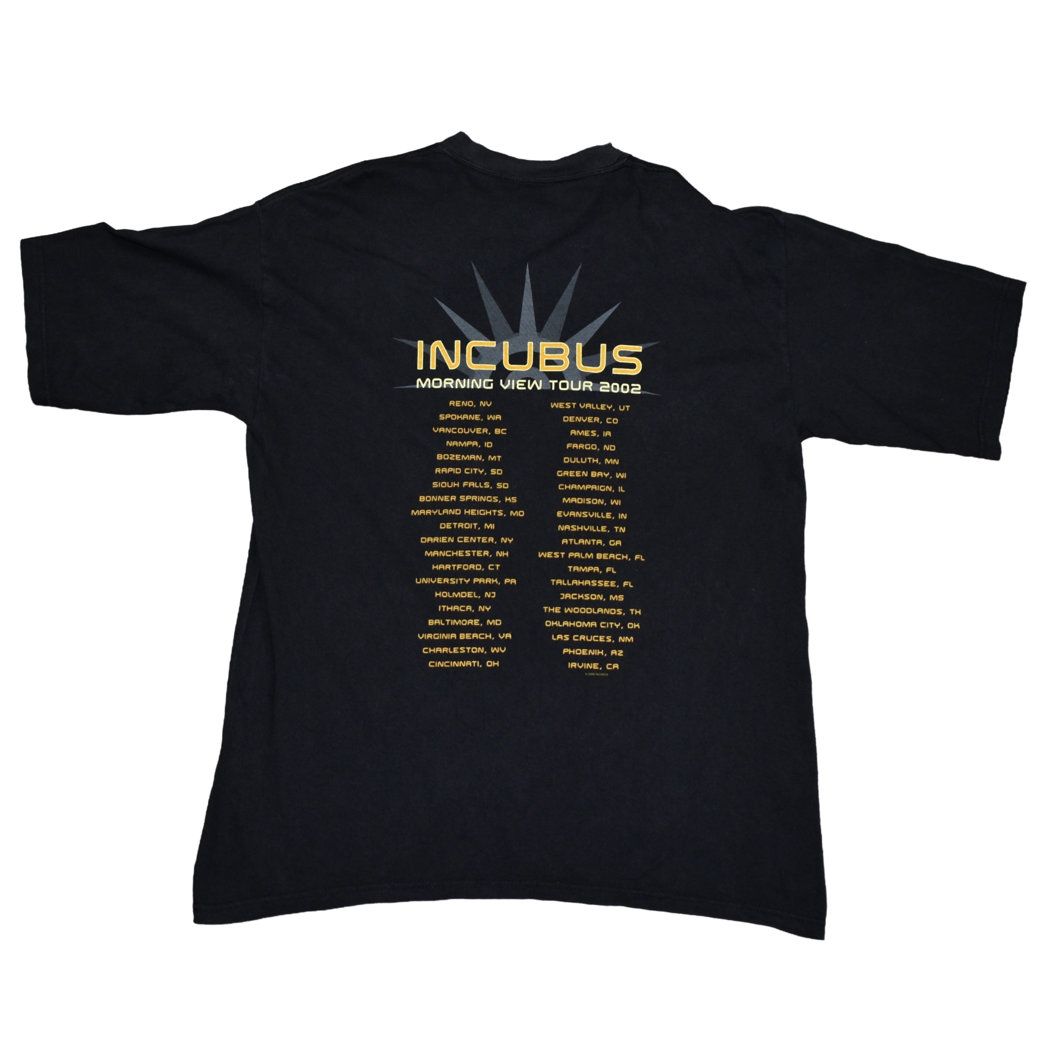 2002 incubus vintage morning view tour y2k classic post grunge rock band concert t-shirt