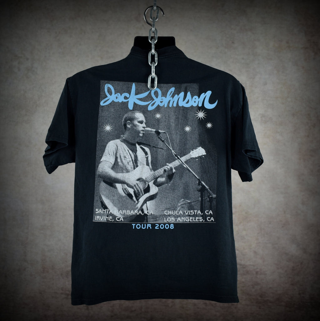 2008 jack johnson vintage sleep through the static classic 00s beach rock concert tour t-shirt