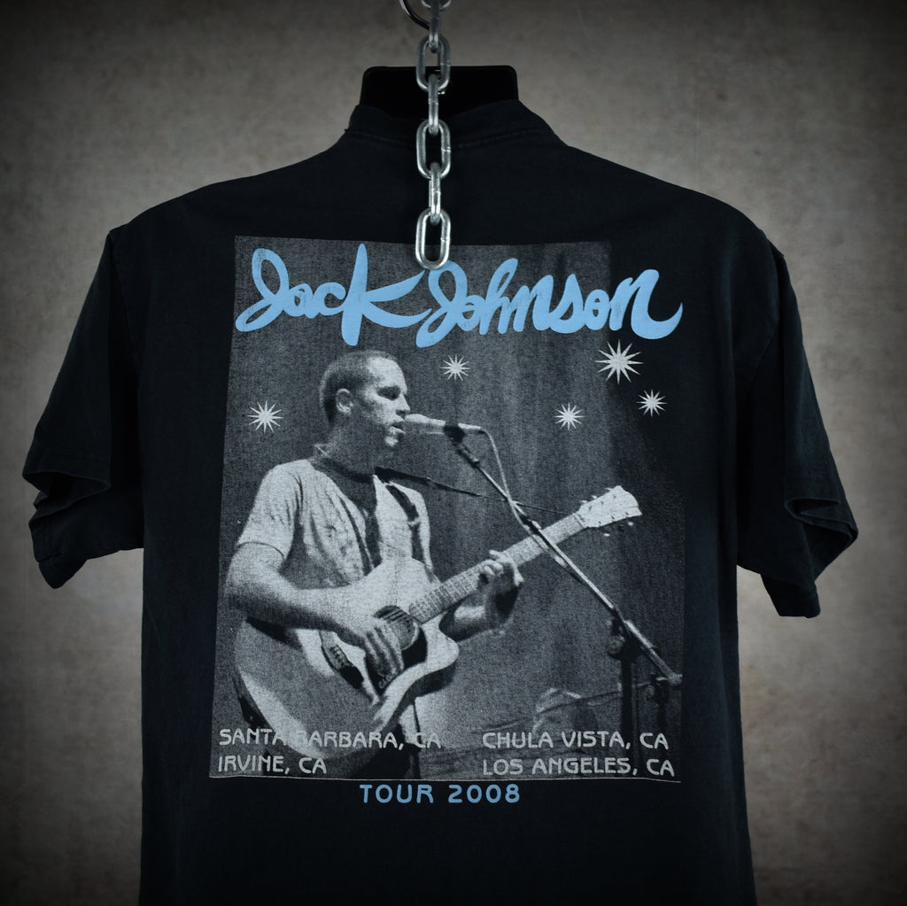 2008 jack johnson vintage sleep through the static classic 00s beach rock concert tour t-shirt