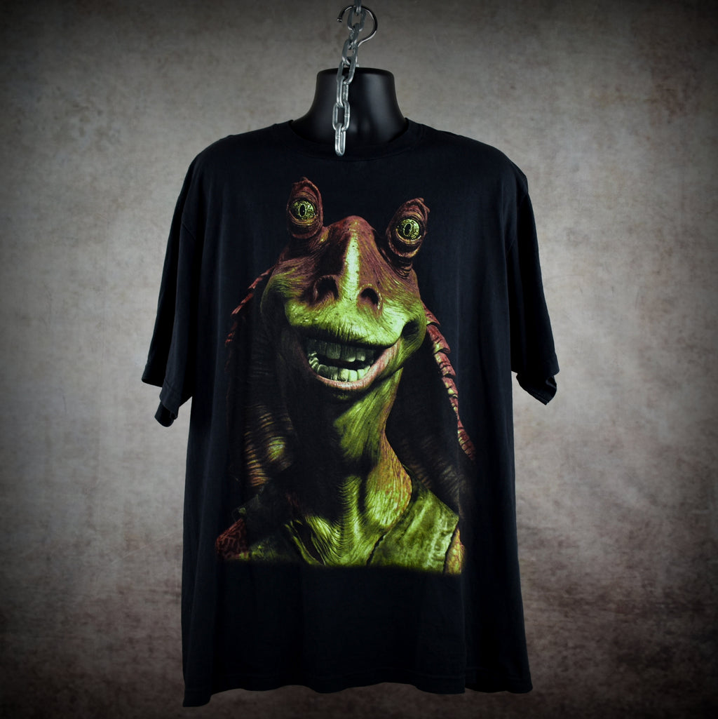 1999 star wars: episode 1 - the phantom menace vintage jar jar binks big face movie character promo t-shirt