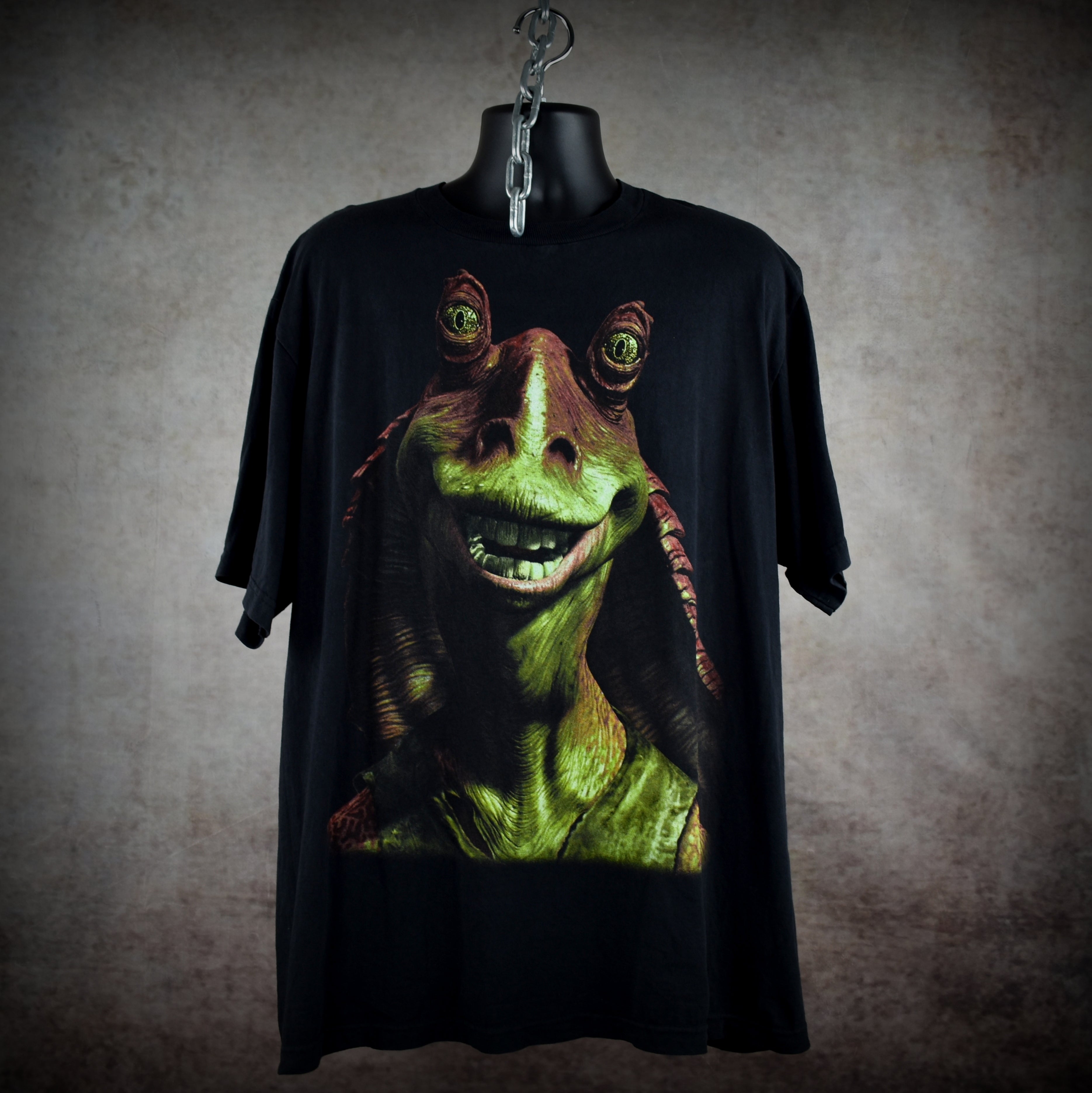 1999 star wars: episode 1 - the phantom menace vintage jar jar binks big face movie character promo t-shirt