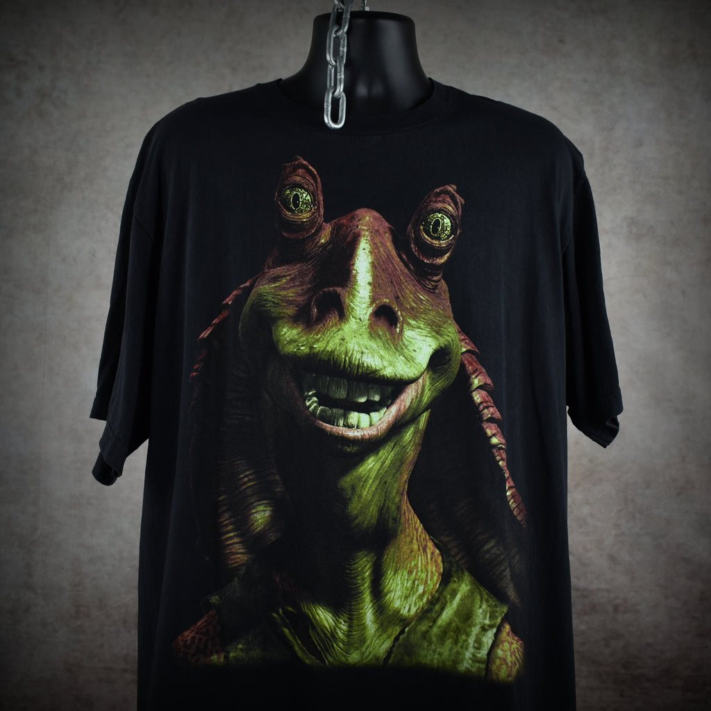 1999 star wars: episode 1 - the phantom menace vintage jar jar binks big face movie character promo t-shirt