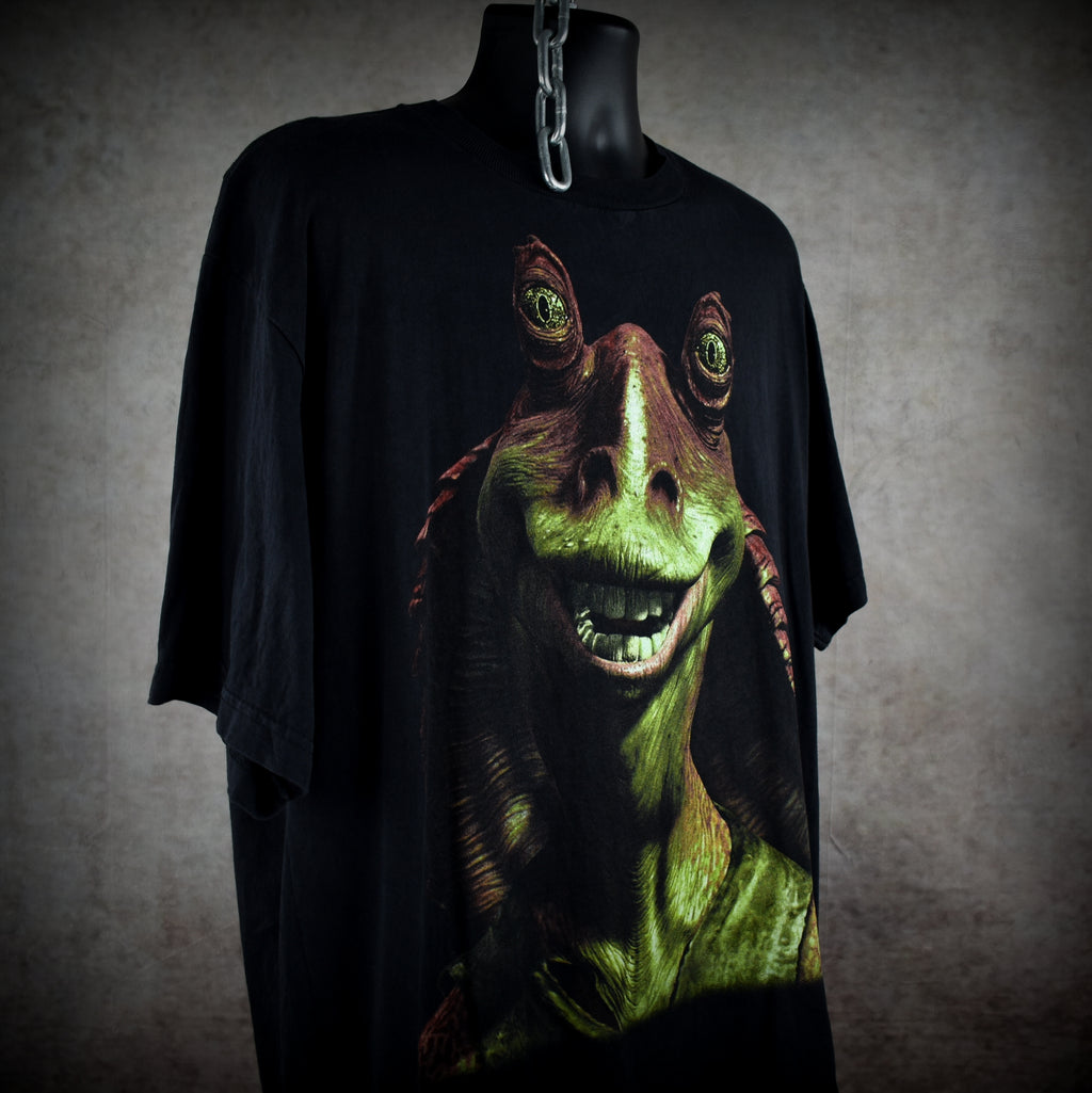 1999 star wars: episode 1 - the phantom menace vintage jar jar binks big face movie character promo t-shirt