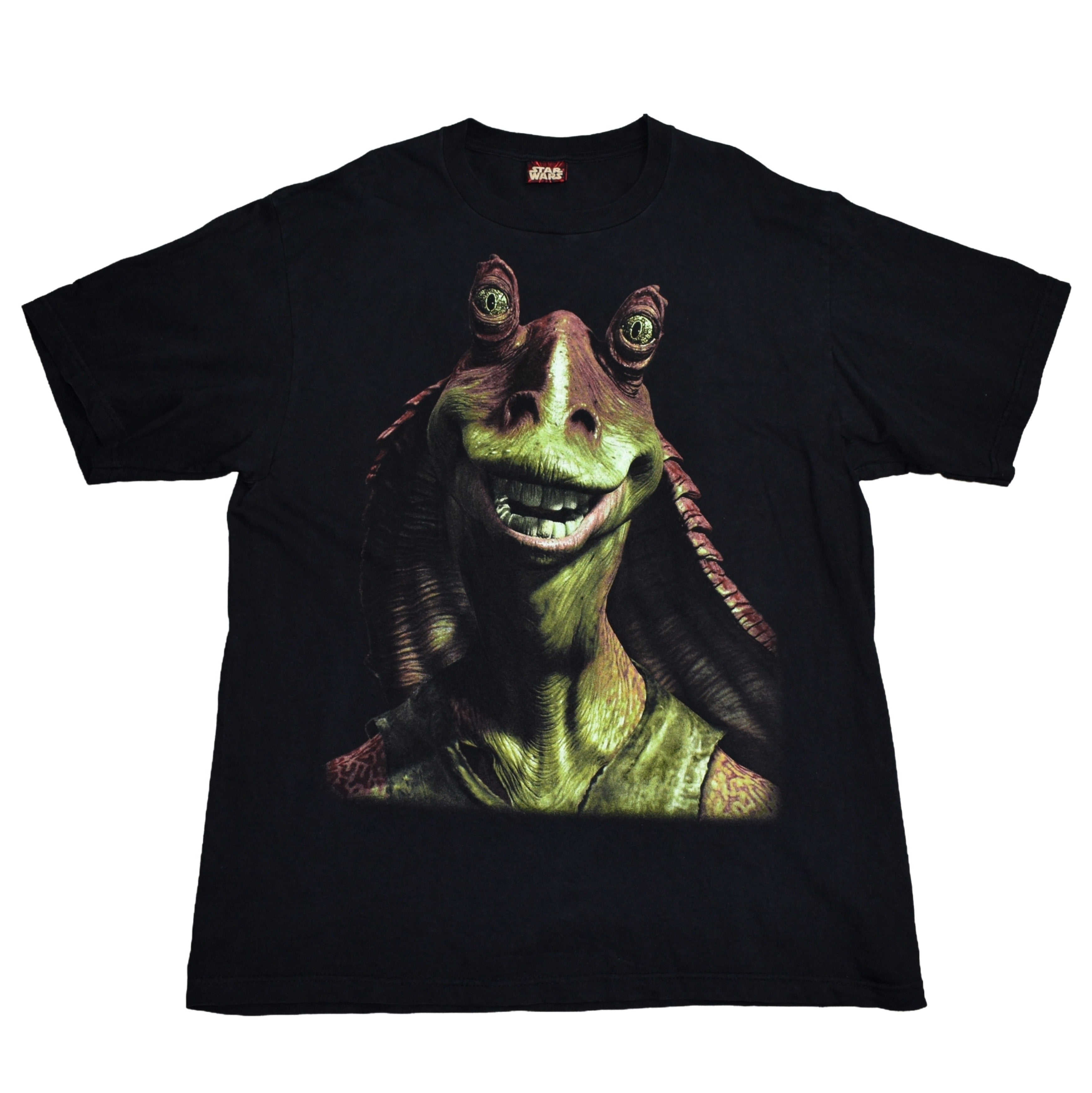 1999 star wars: episode 1 - the phantom menace vintage jar jar binks big face movie character promo t-shirt
