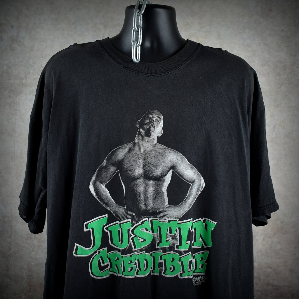 1998 justin credible vintage extreme championship wrestling cult 90s wrestler promo t-shirt
