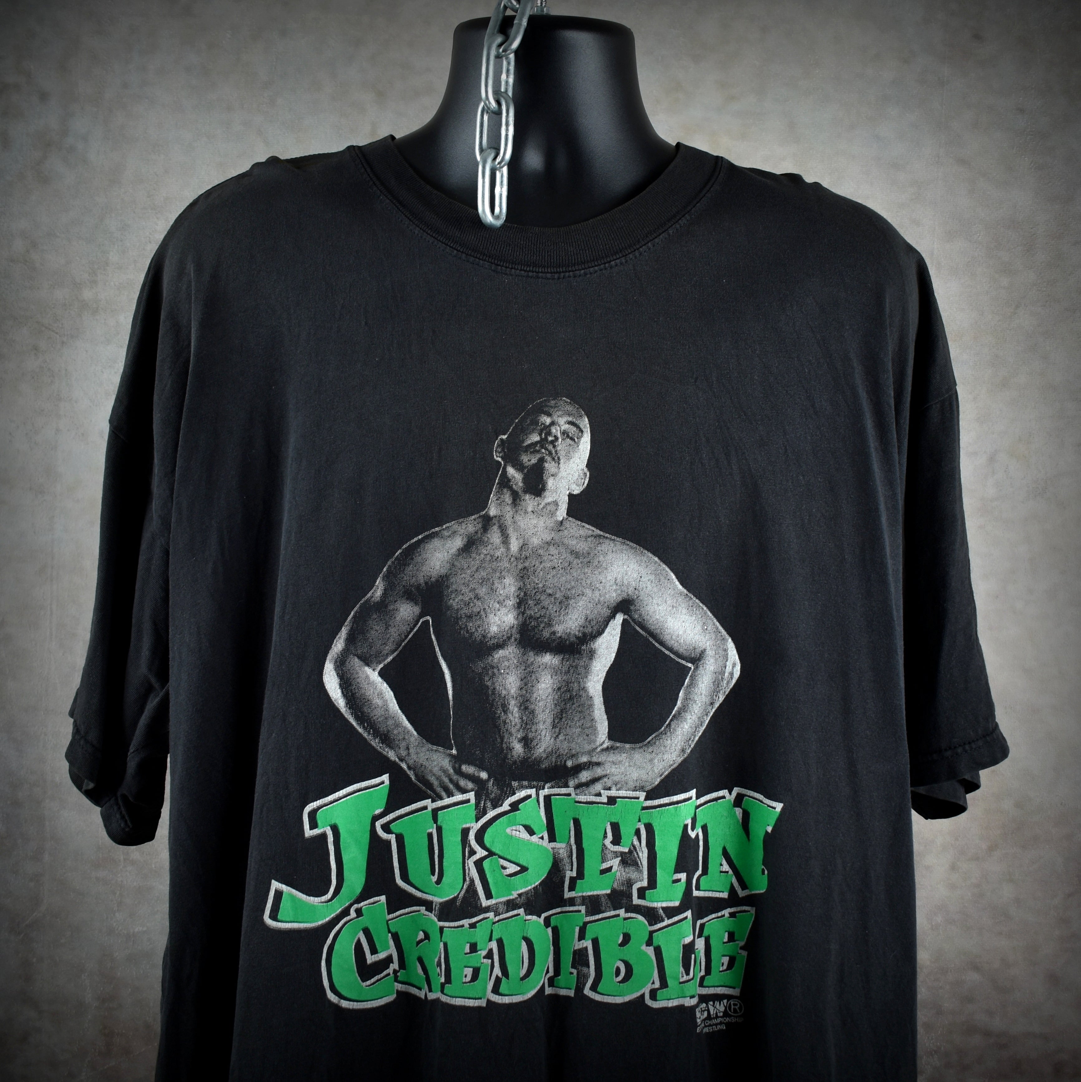 1998 justin credible vintage extreme championship wrestling cult 90s wrestler promo t-shirt