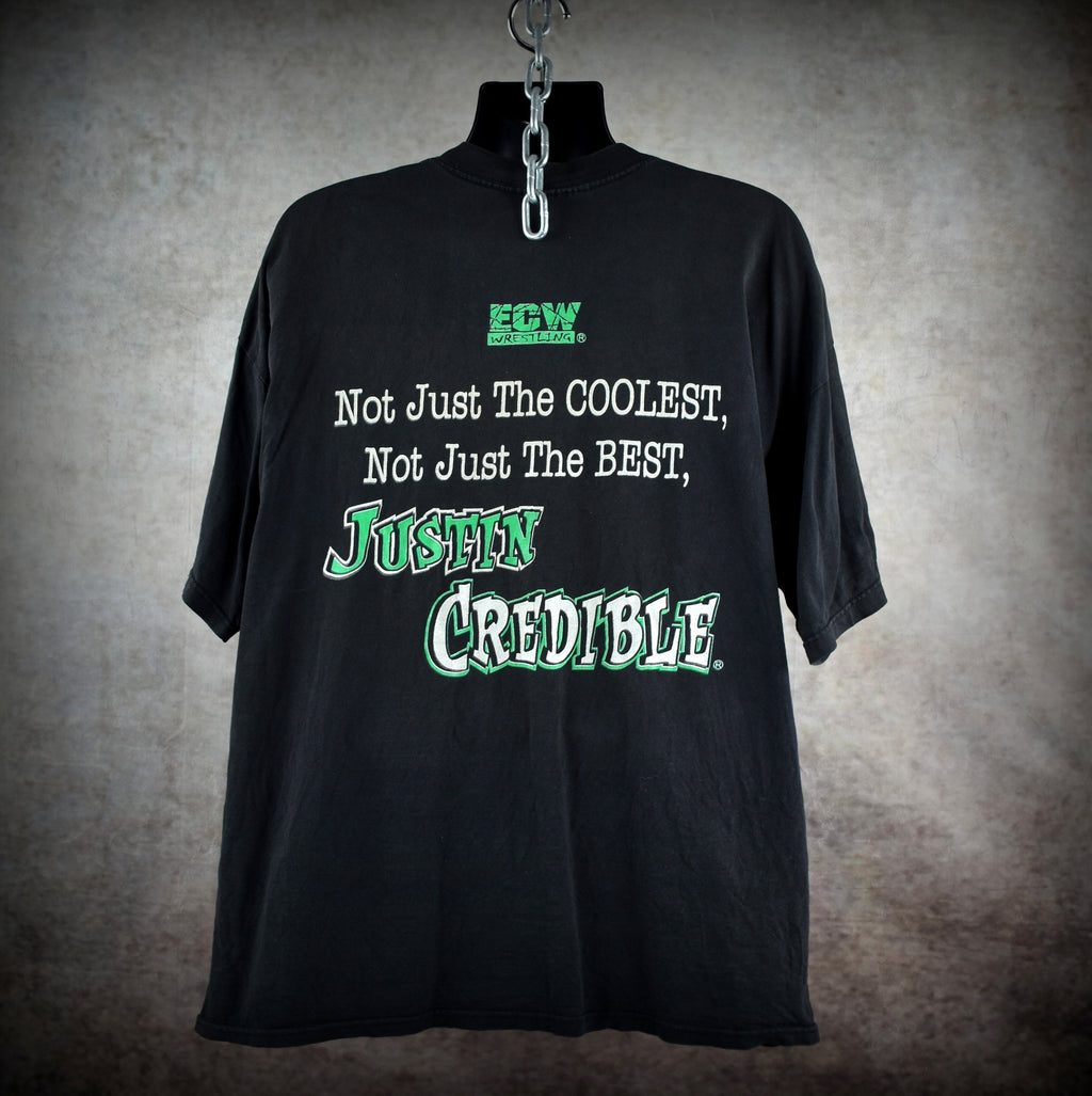 1998 justin credible vintage extreme championship wrestling cult 90s wrestler promo t-shirt