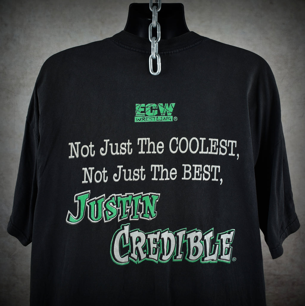 1998 justin credible vintage extreme championship wrestling cult 90s wrestler promo t-shirt