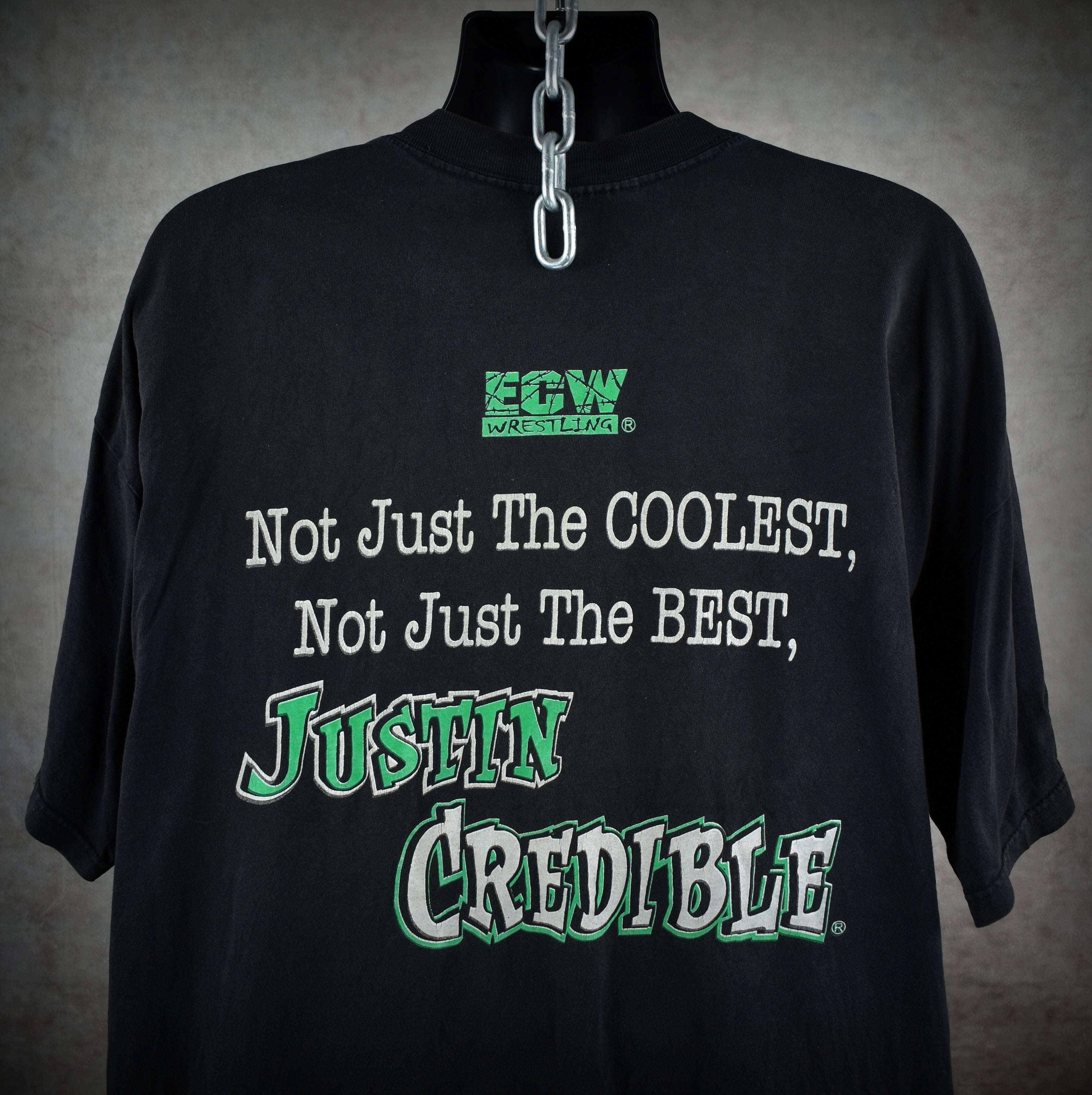 1998 justin credible vintage extreme championship wrestling cult 90s wrestler promo t-shirt