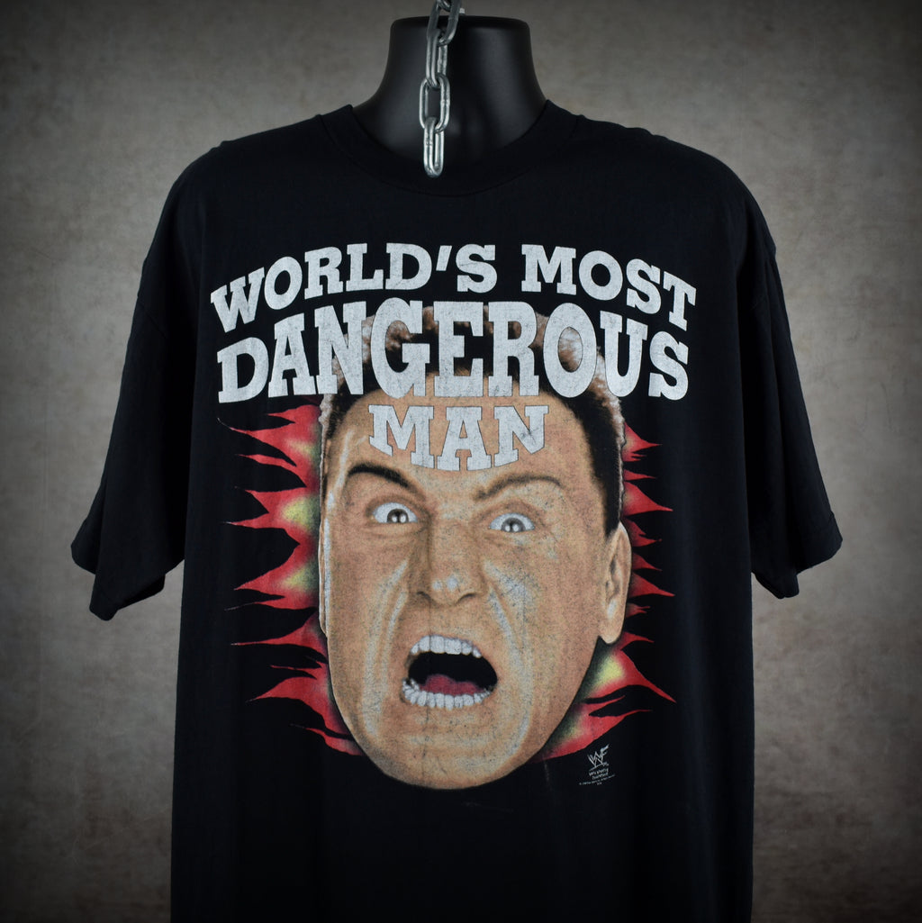 1998 ken shamrock vintage world's most dangerous man 90s wwf wrestler promo t-shirt
