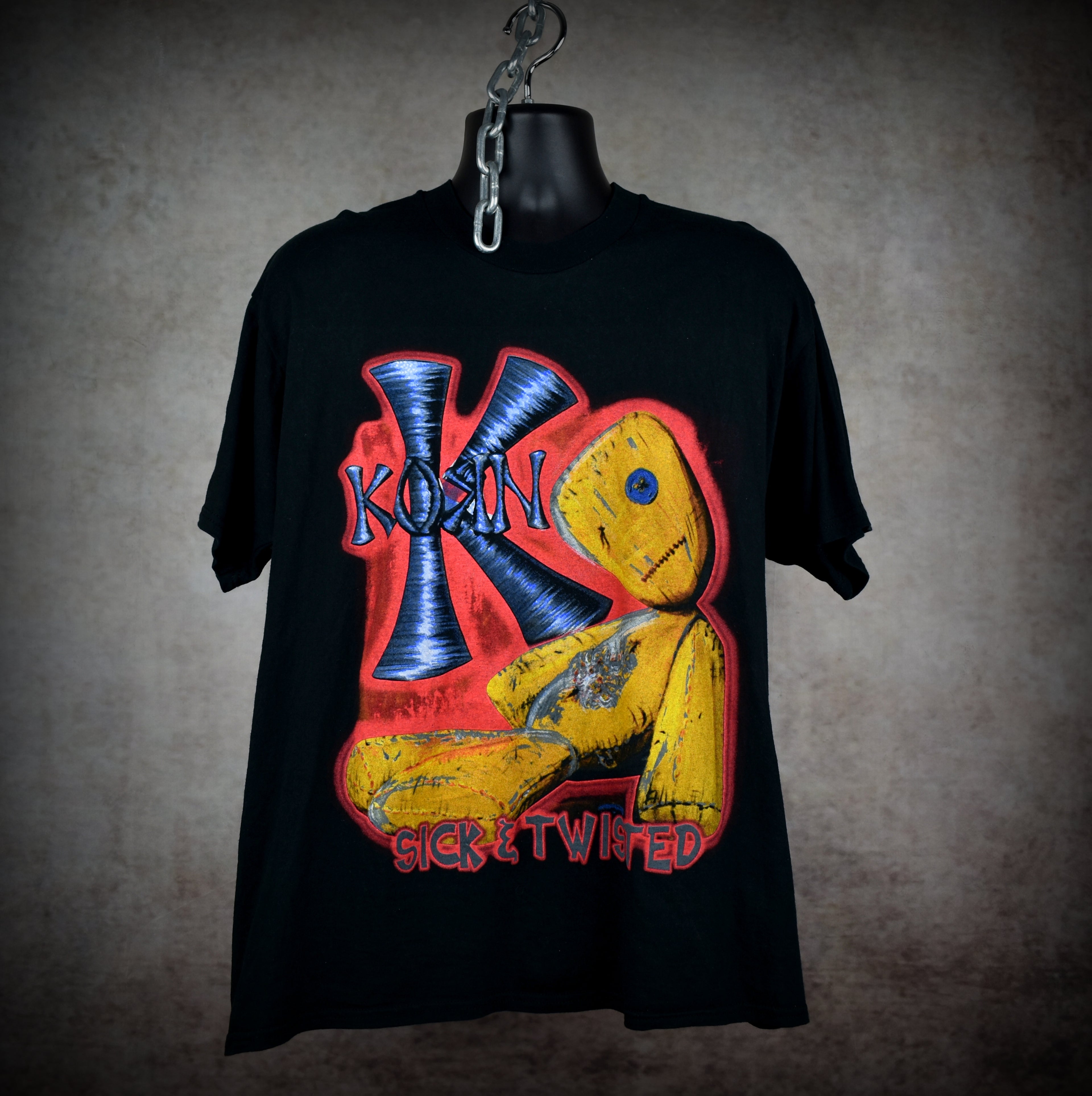 2000 korn vintage issues era bootleg sick & twisted  world tour nü metal band concert t-shirt